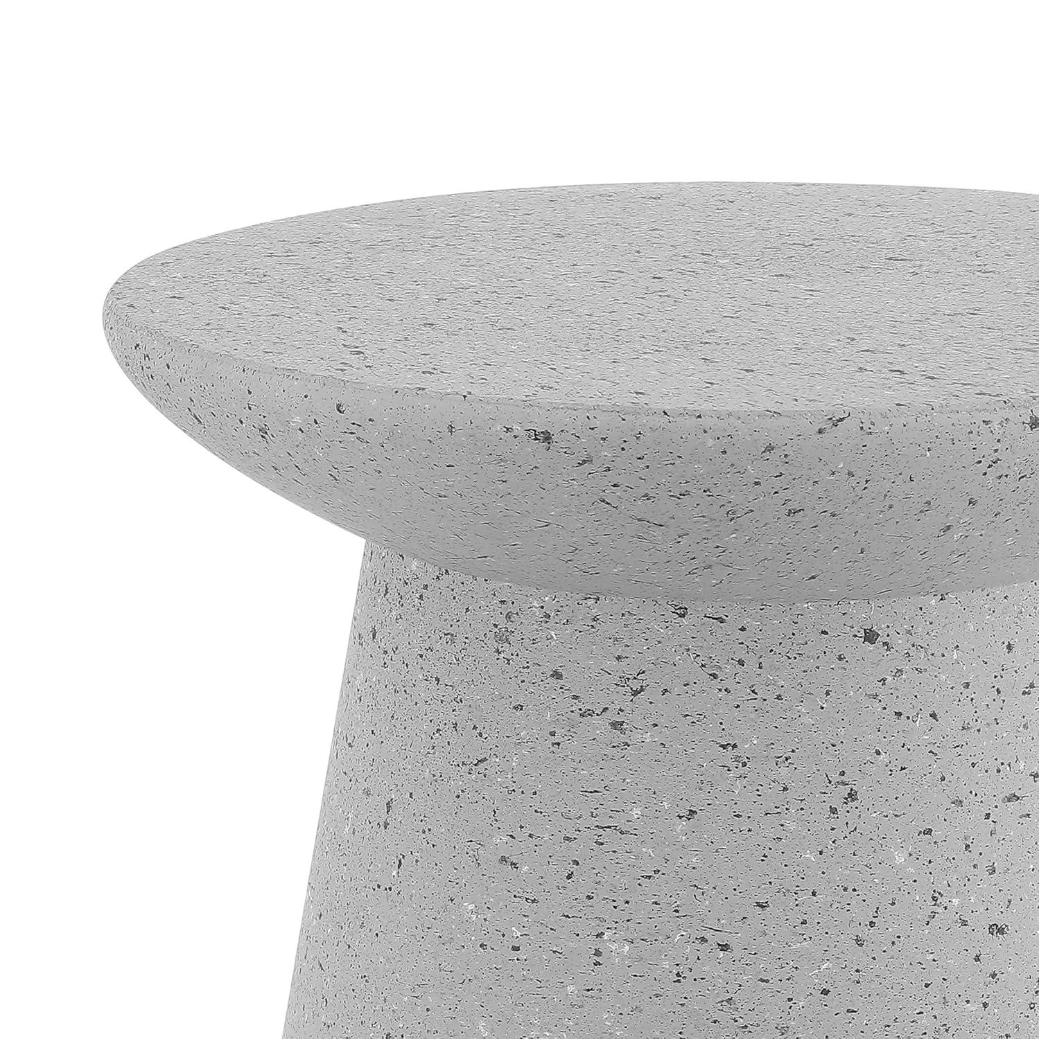 Hollie 18" Minimalist Modern Drum Accent Table Pedestal, Gray Terrazzo Finish - JONATHAN Y