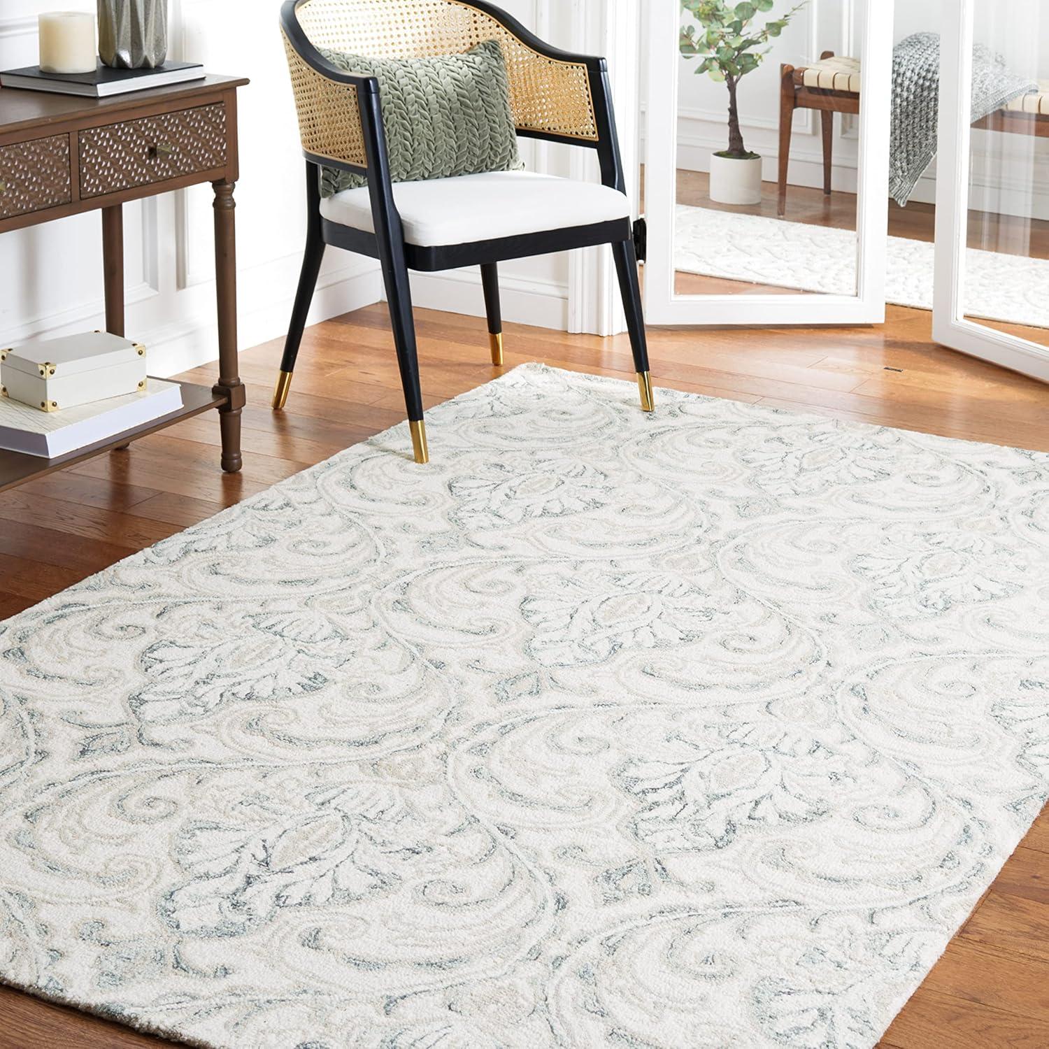 Micro-Loop MLP532 Hand Tufted Indoor Area Rug - Ivory/Grey - 5'x8' - Safavieh