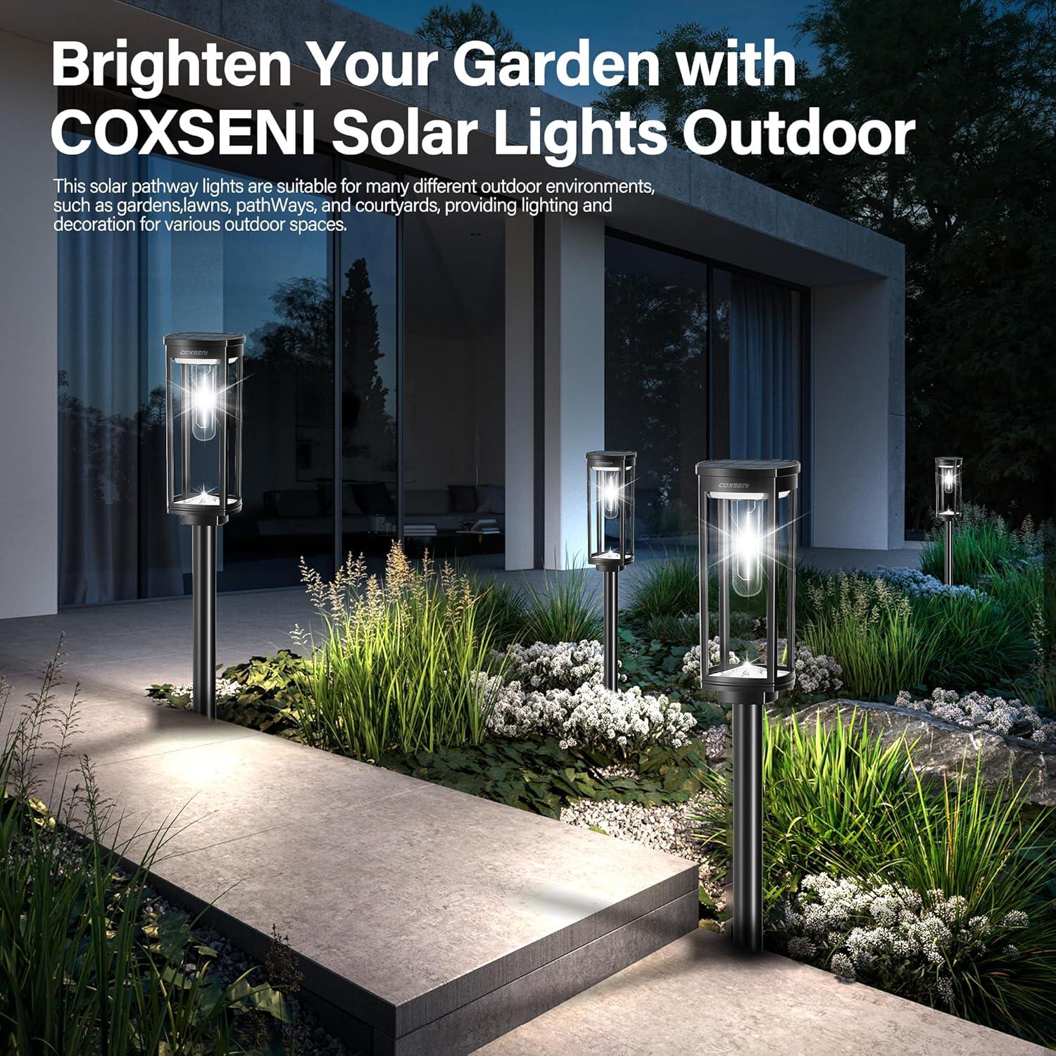 BITPOTT Solar Garden Lighting 8Pack Edison Bulbs Solar Powered Outdoor Pathway Light for Driveway