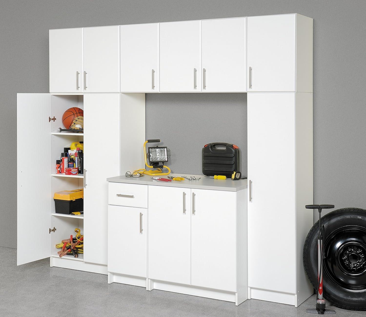 White 16" Slim Cabinet with Adjustable Shelves