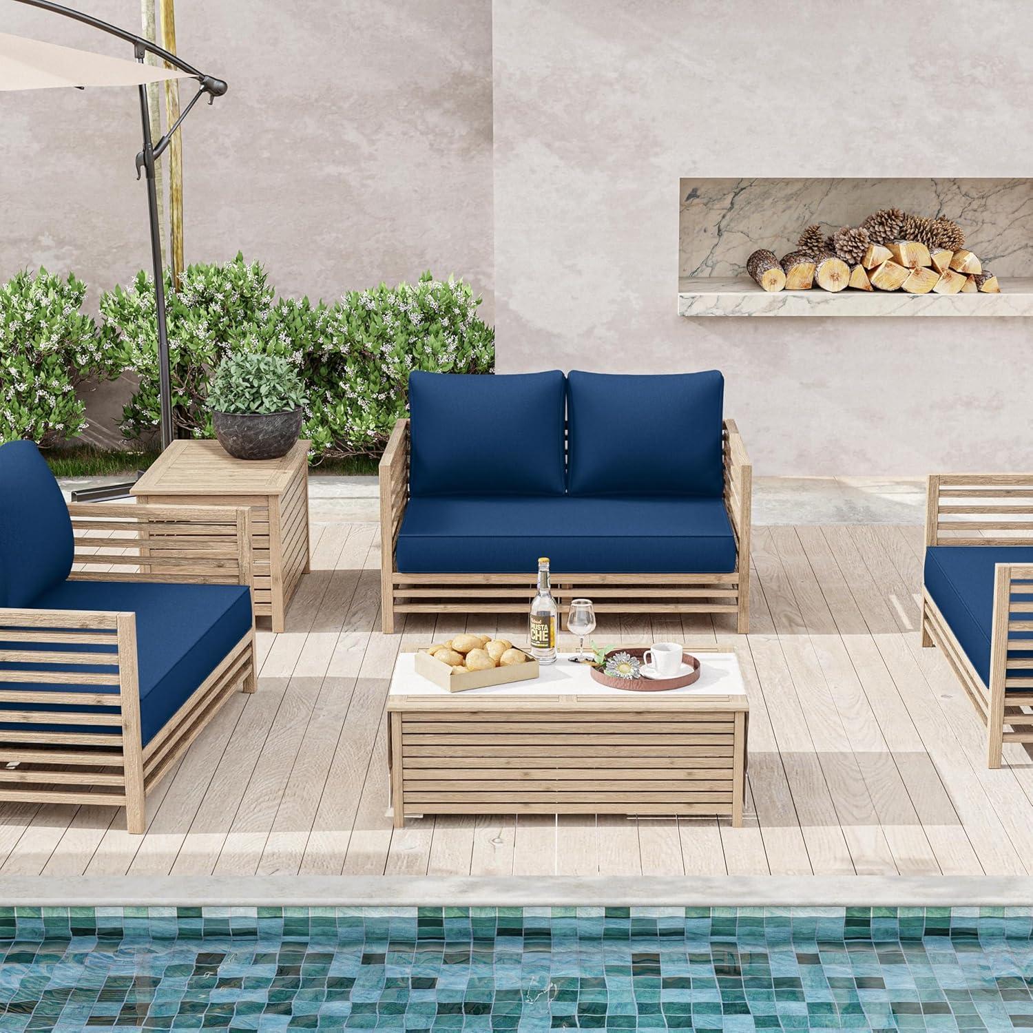 Outdoor Loveseat Cushion Set 46 X 26 Inch Water Repellent & Fadeness Patio Furniture Cushions,Removable Outdoor Couch Cushions with Hidden Zipper & Adjustment Staps for Couch, Bench, and Swing