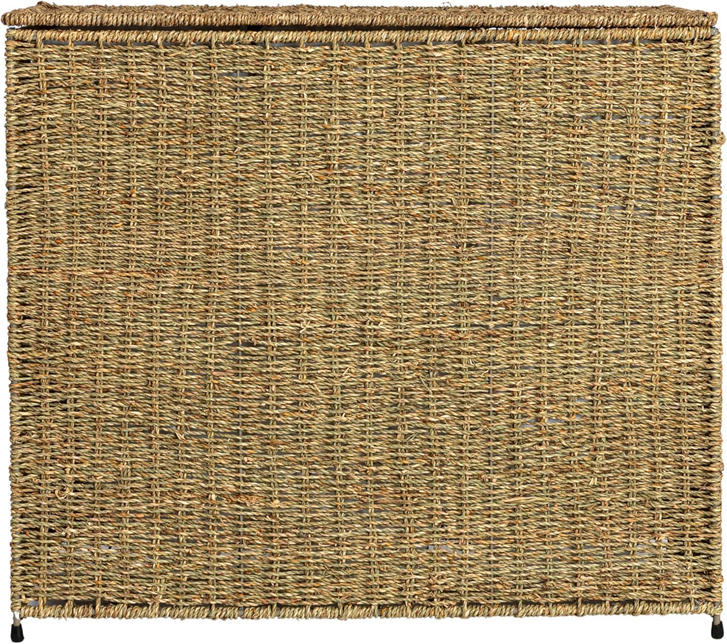 3 Compartment Laundry Sorter, Wicker Laundry Sorter, Gray