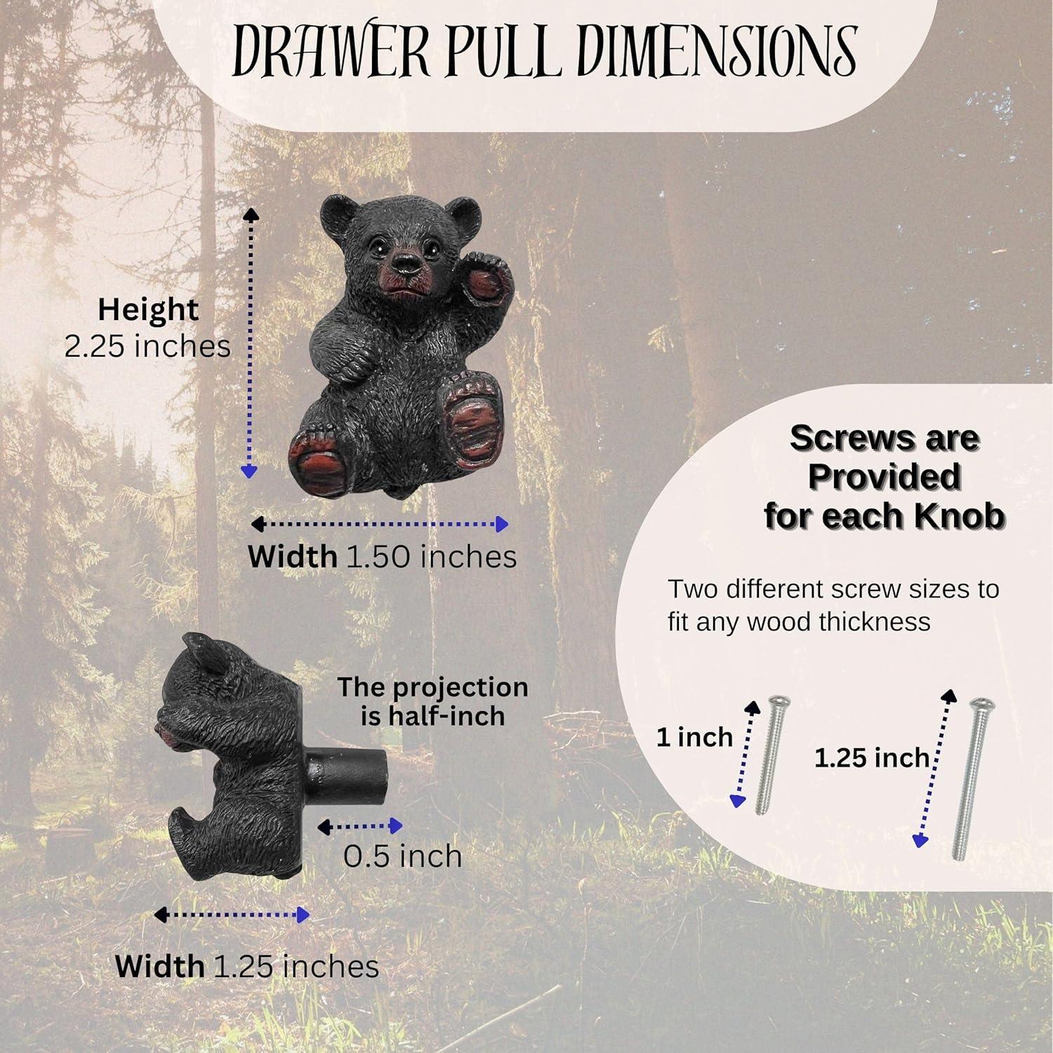 BestGiftEver Black Bear Drawer Pull and Cabinet Knob - Rustic Decor Dresser Hardware, Ideal for Mountain, Cabin, Lodge or Woodland Home Decorations with Wildlife Charm (Adorable Curious Bear Design)