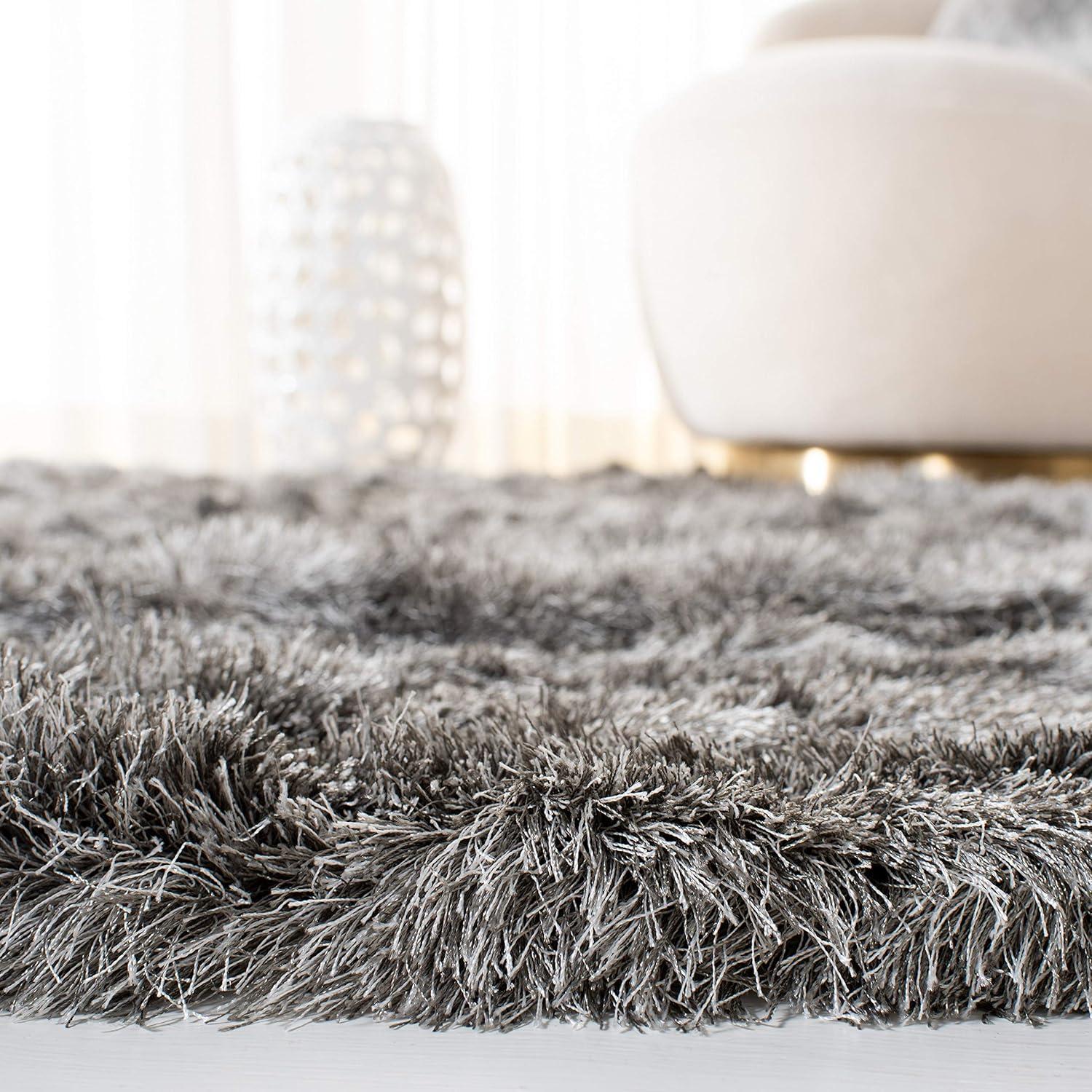 SAFAVIEH Paris Darwin Plush Polyester Shag Area Rug, Silver, 10' x 14'