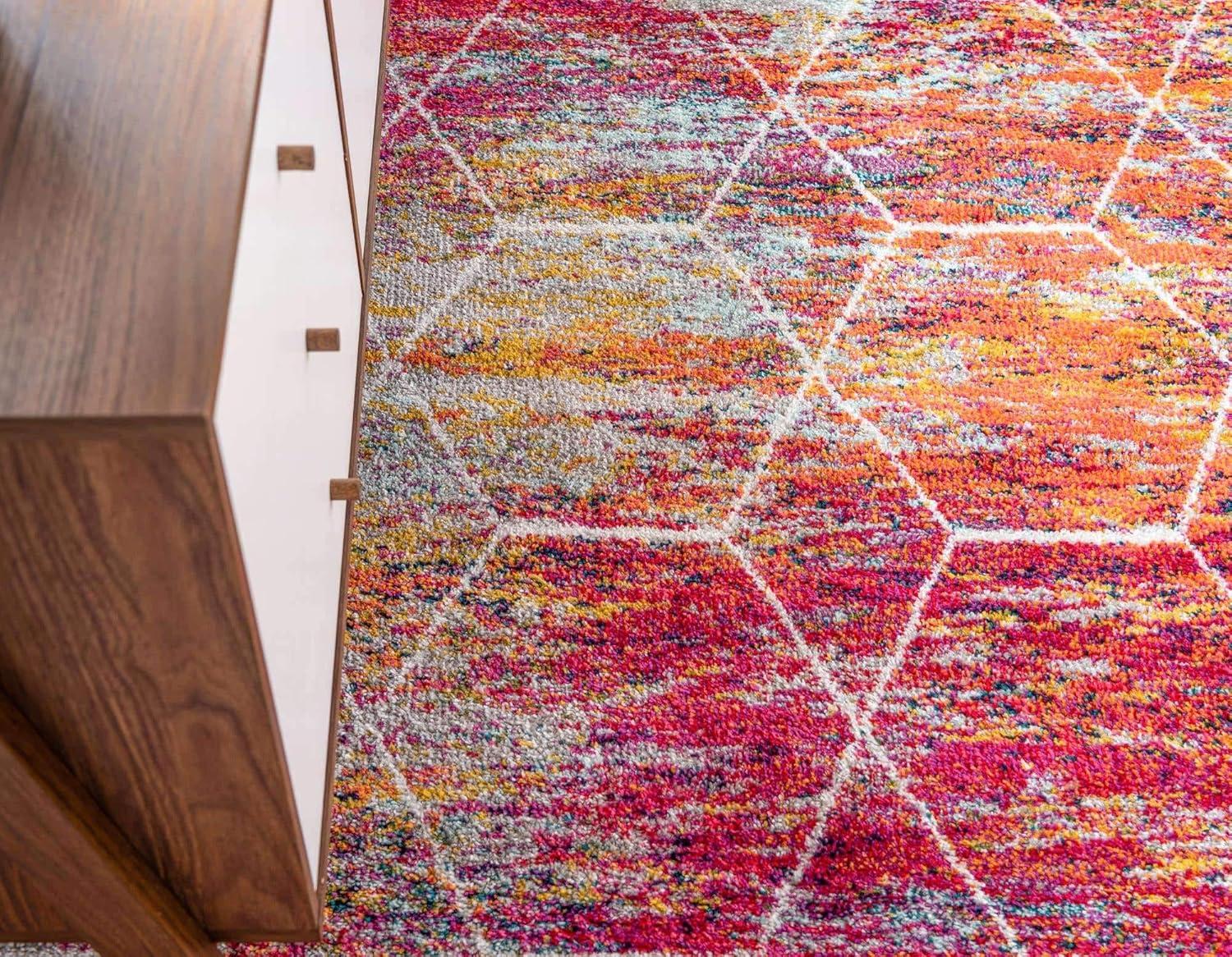 Unique Loom 7' 0 x 7' 0 Trellis Frieze Geometric Multi Area Rug