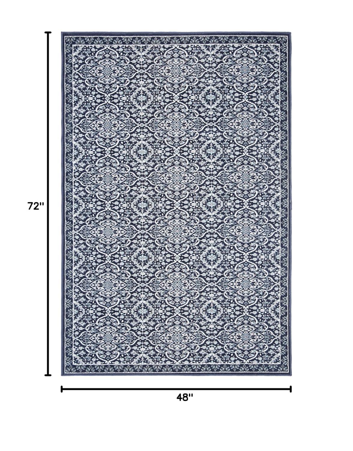 Montage MTG283 Power Loomed Indoor/Outdoor Area Rug - Navy/Ivory - 4'x6' - Safavieh.
