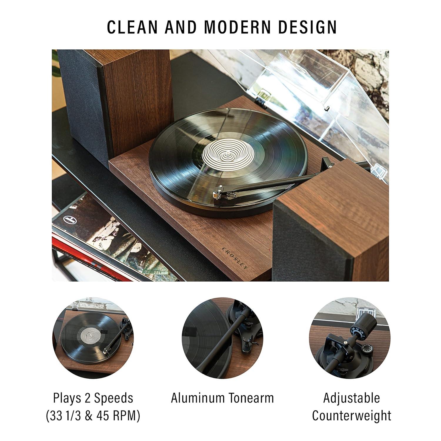 Crosley C62 Record Player & Speakers Shelf System