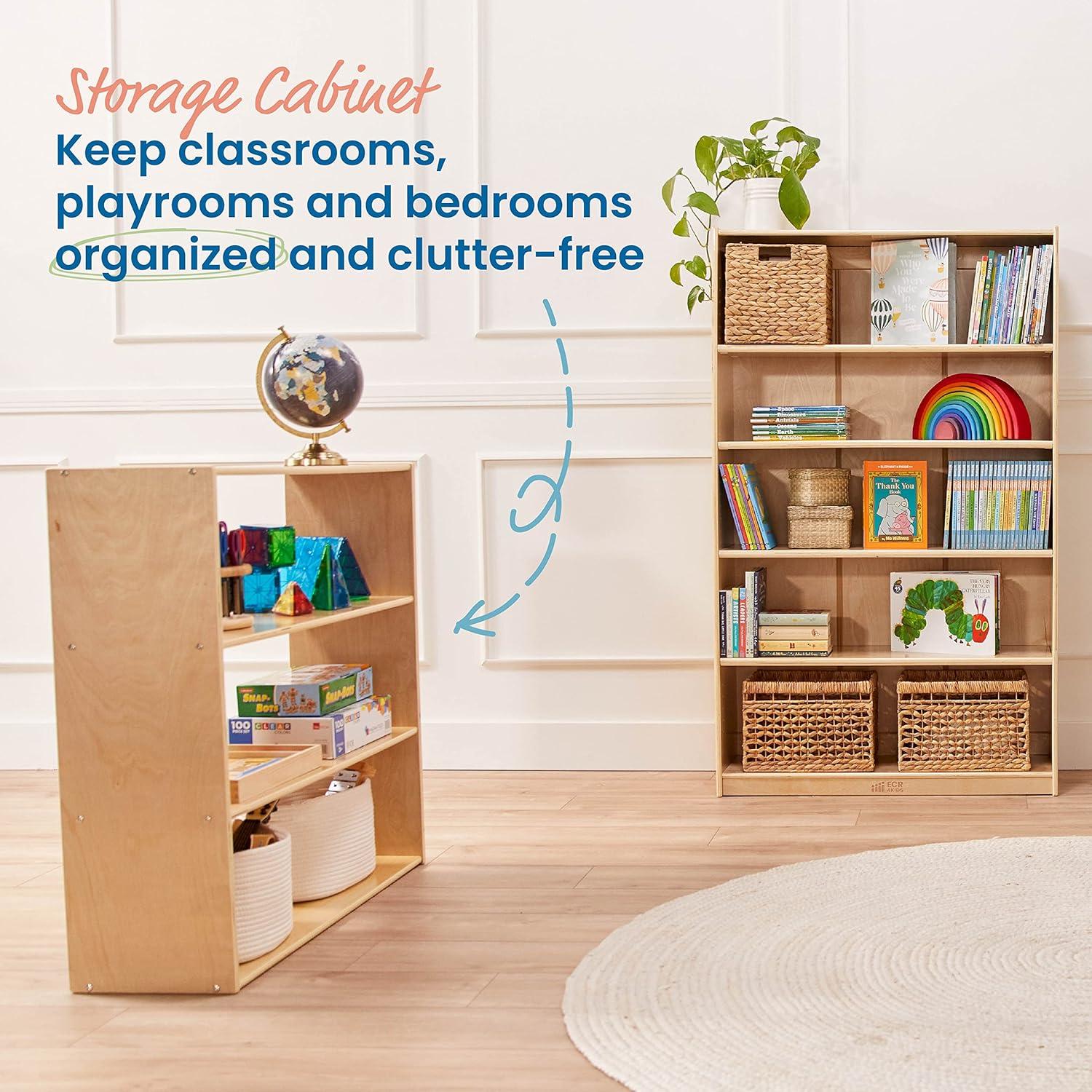 ECR4Kids Streamline 3-Shelf Storage Cabinet, 36in High, Double-Sided Display