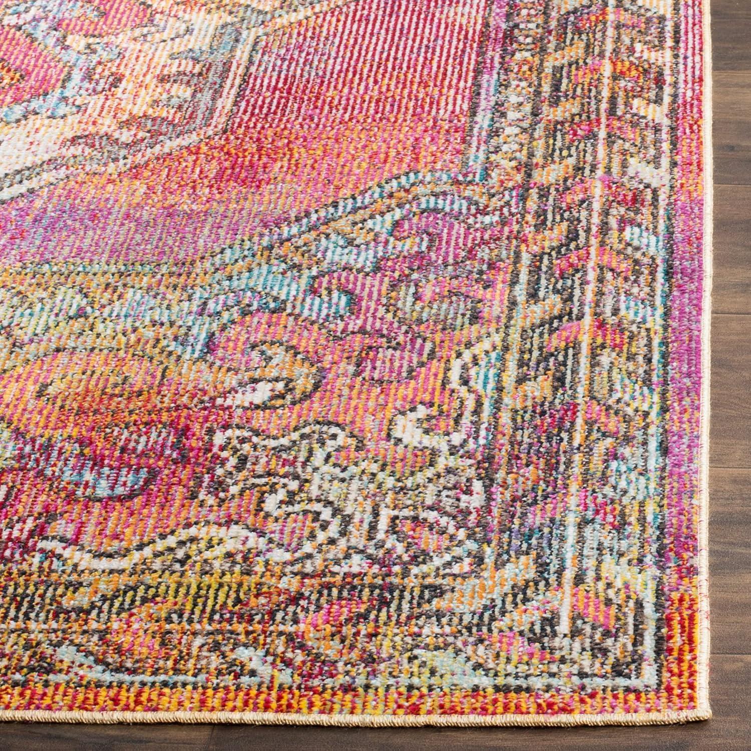 Crystal CRS502 Power Loomed Runner Rug - Orange/Light Blue - 2'2"x7' - Safavieh.