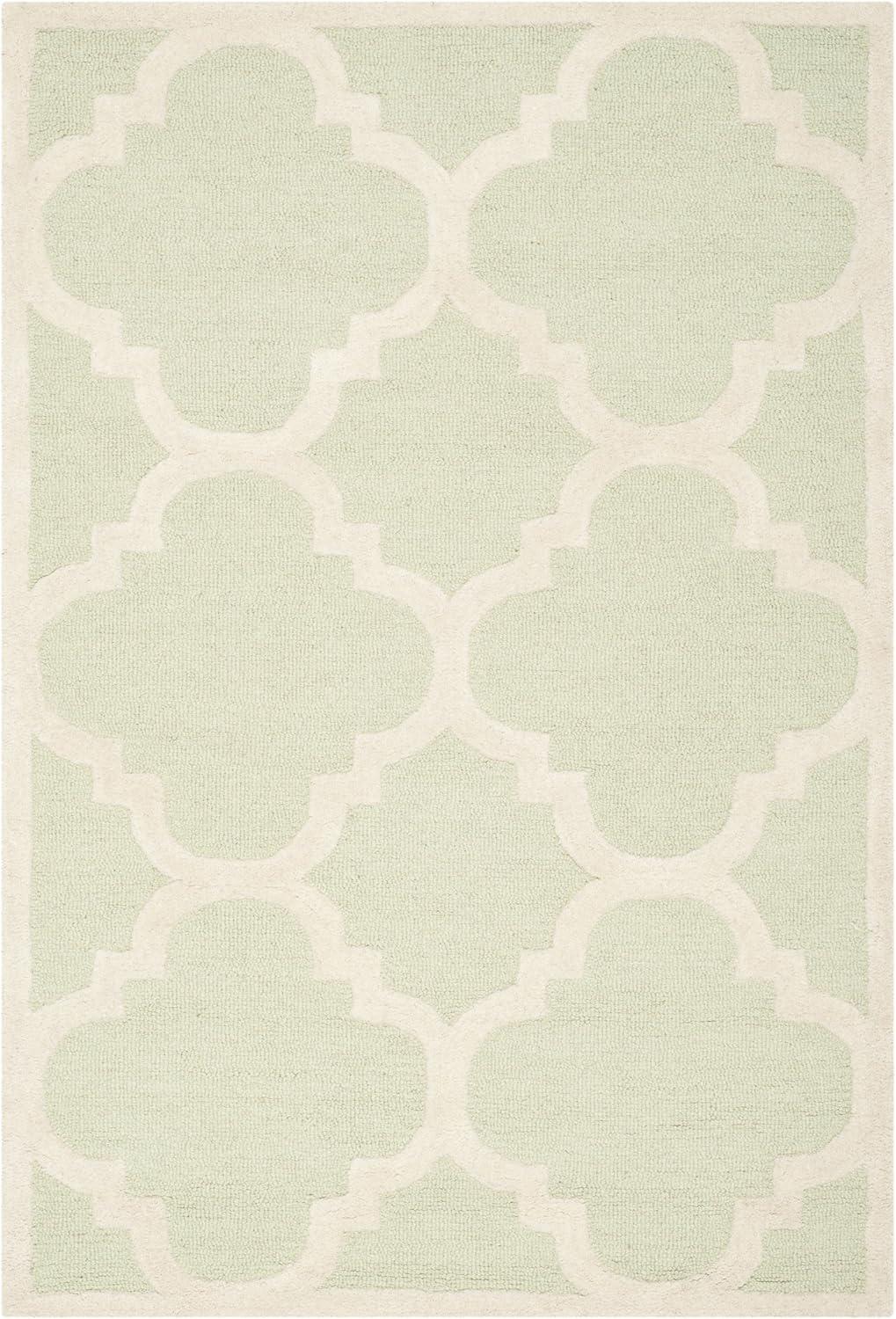 SAFAVIEH Cambridge Justine Geometric Wool Area Rug, Light Green/Ivory, 3' x 5'