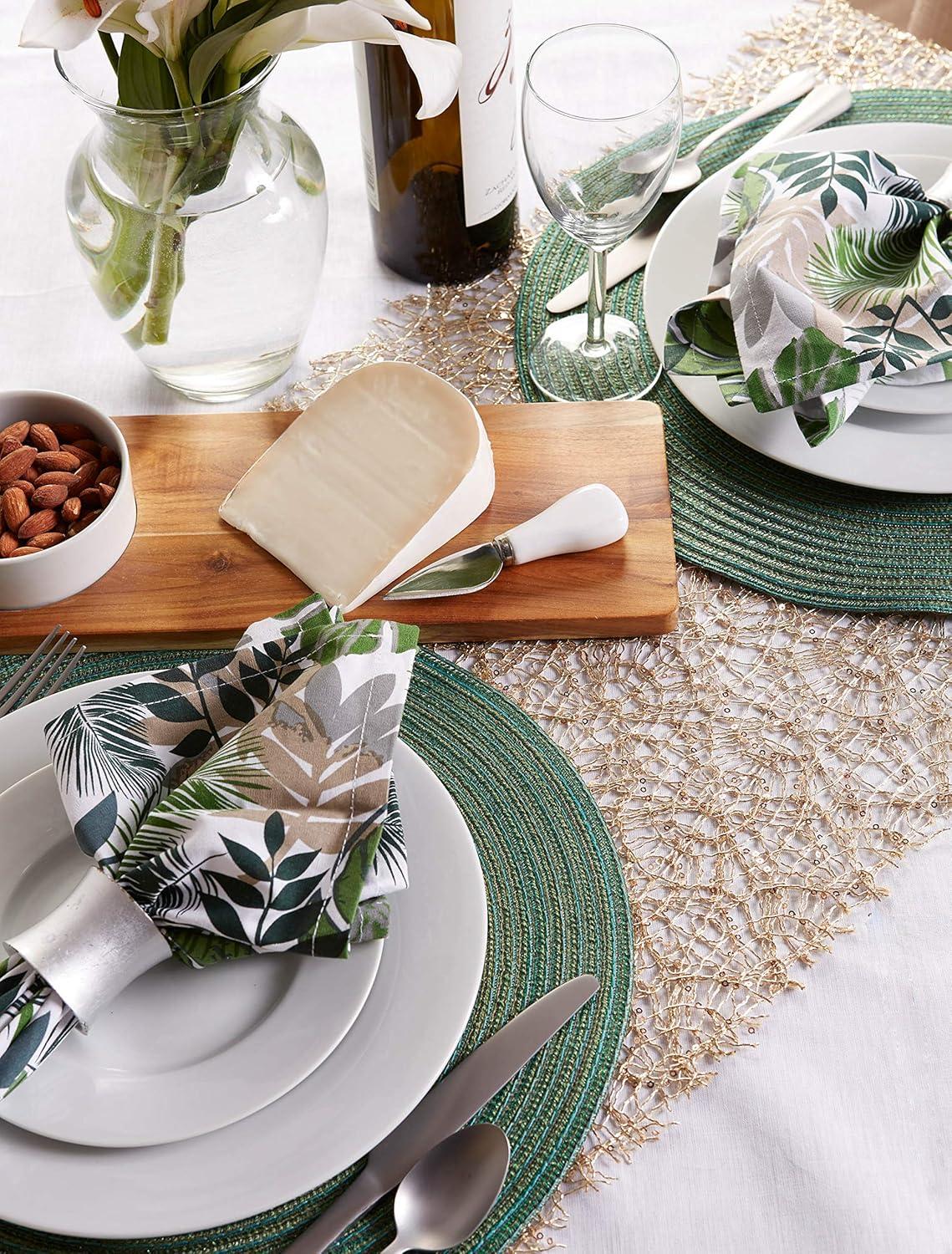 DII Metallic Woven Round Placemat, Green, 15" Diameter