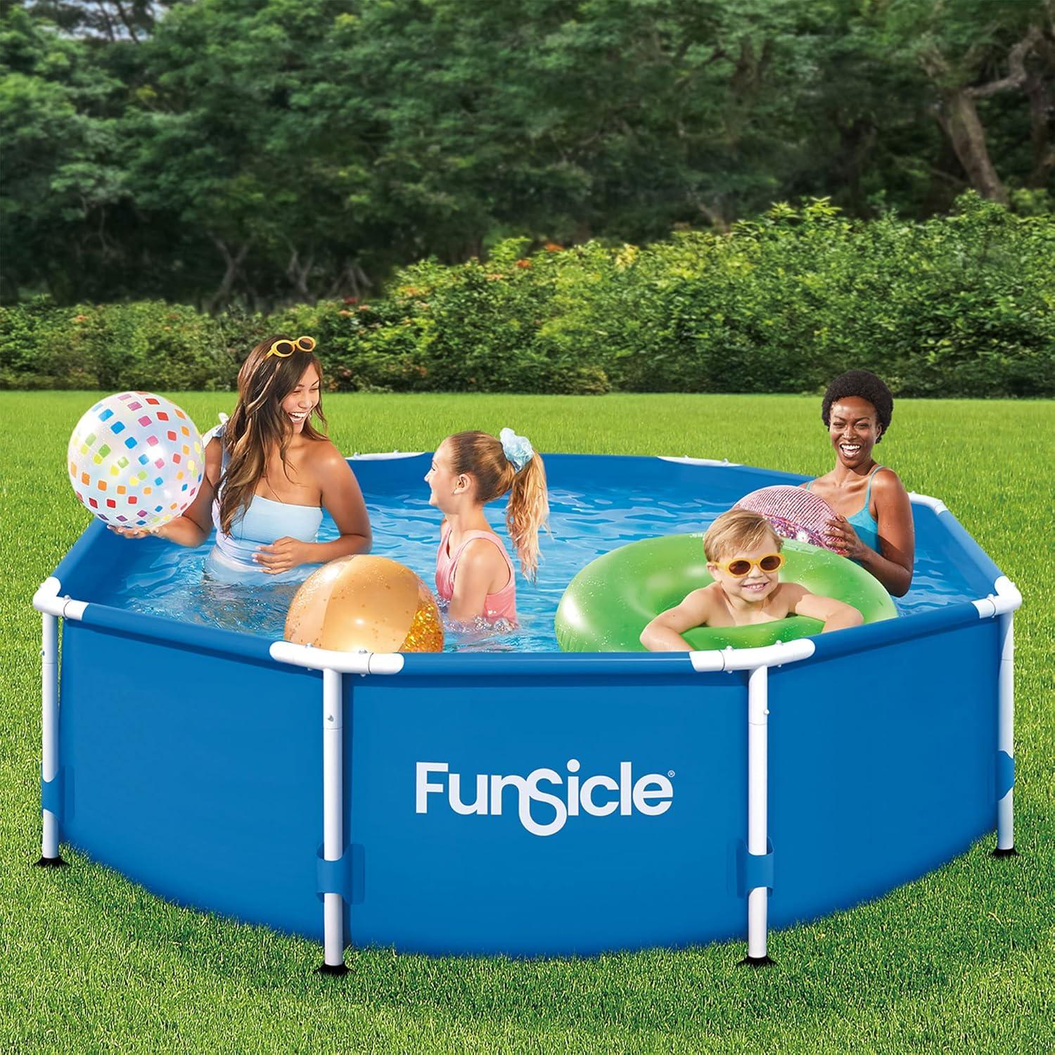 Funsicle Outdoor Activity Round Frame Above Ground Swimming Pool Set