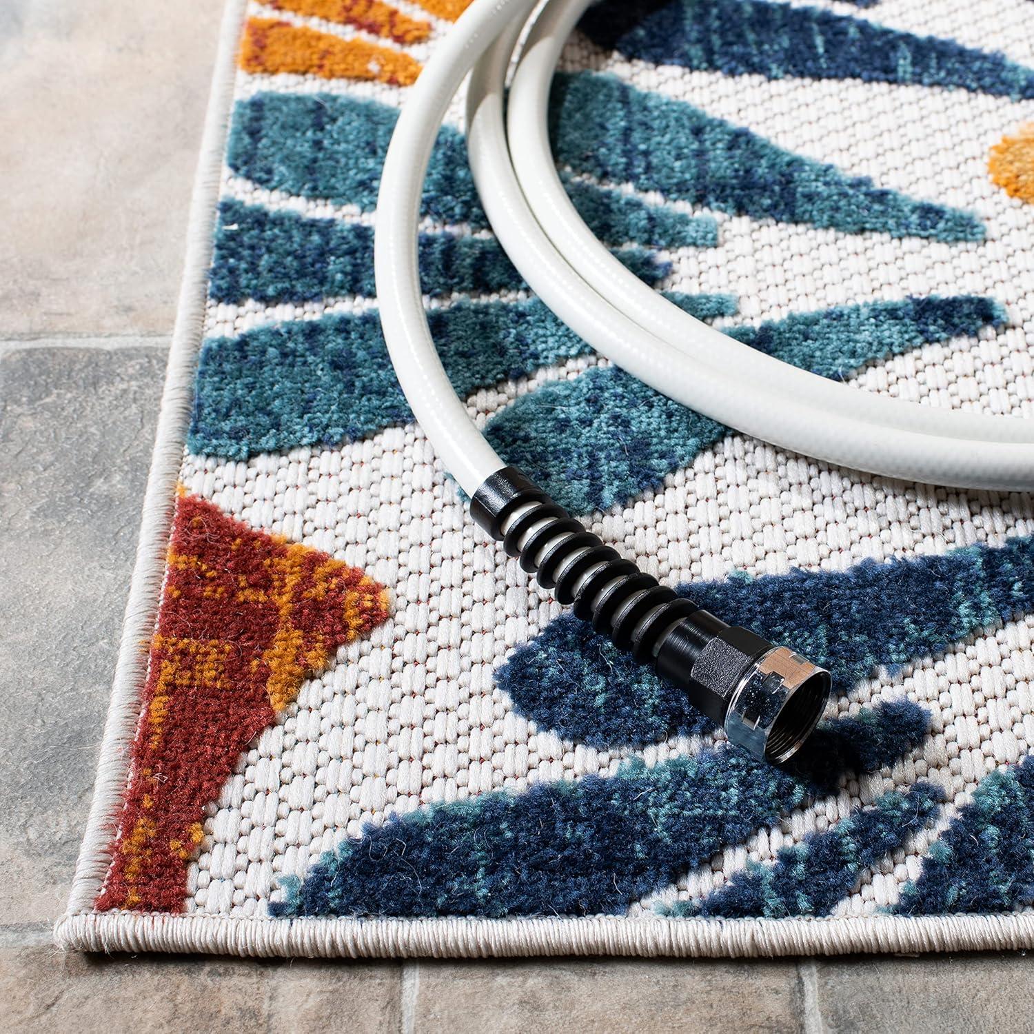 Cabana CBN800 Power Loomed Indoor and Outdoor Runner Rug - Creme/Red - 2'x8' - Safavieh.