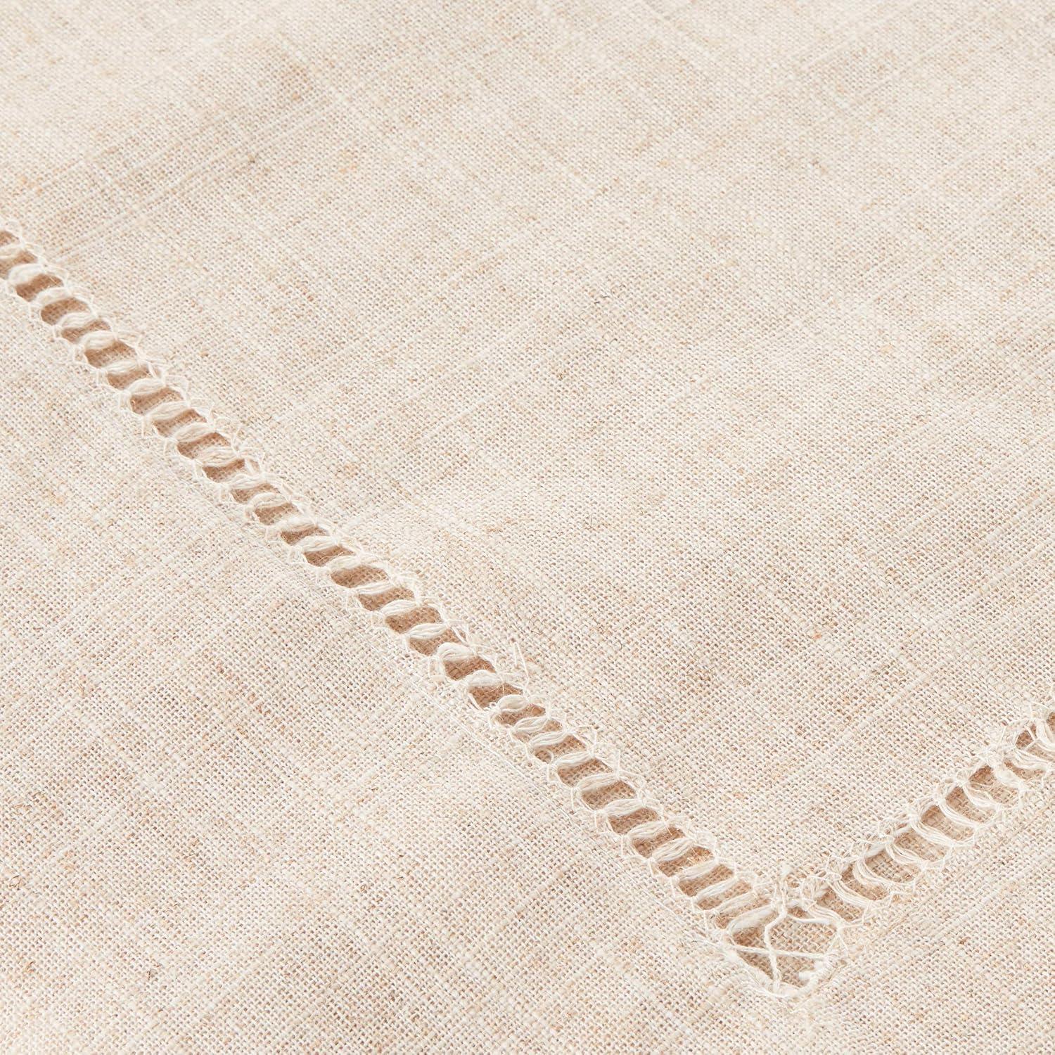 Saro Lifestyle Natural Toscana Tablecloth With Hemstitched Border