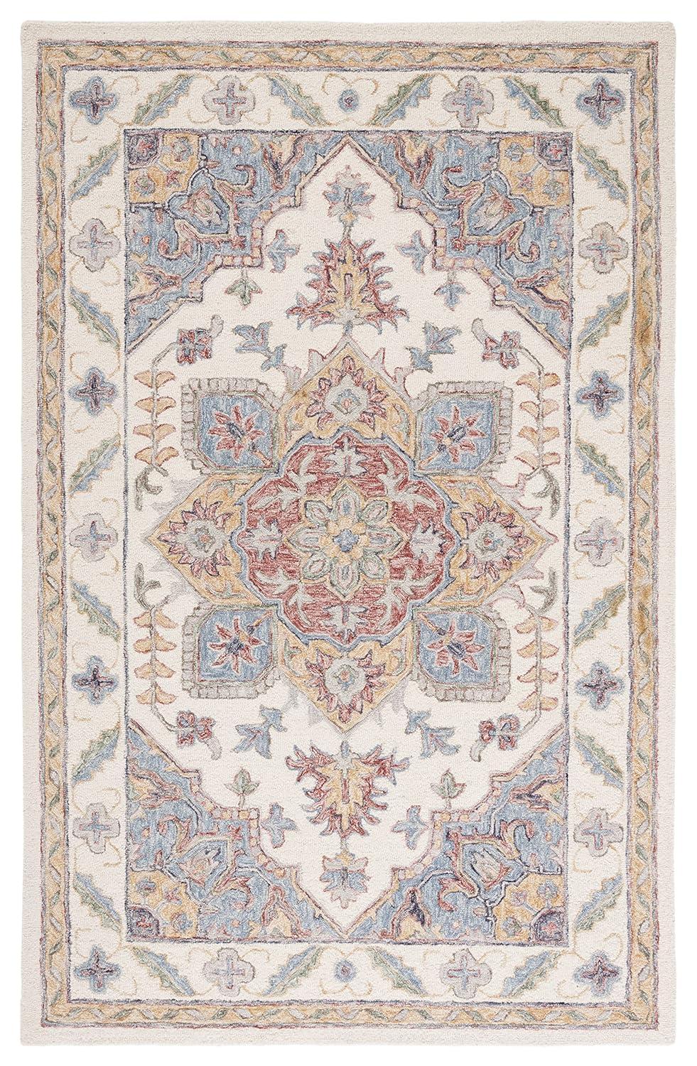 Metro MET352 Hand Tufted Indoor Area Rug - Ivory/Rust - 5'x8' - Safavieh