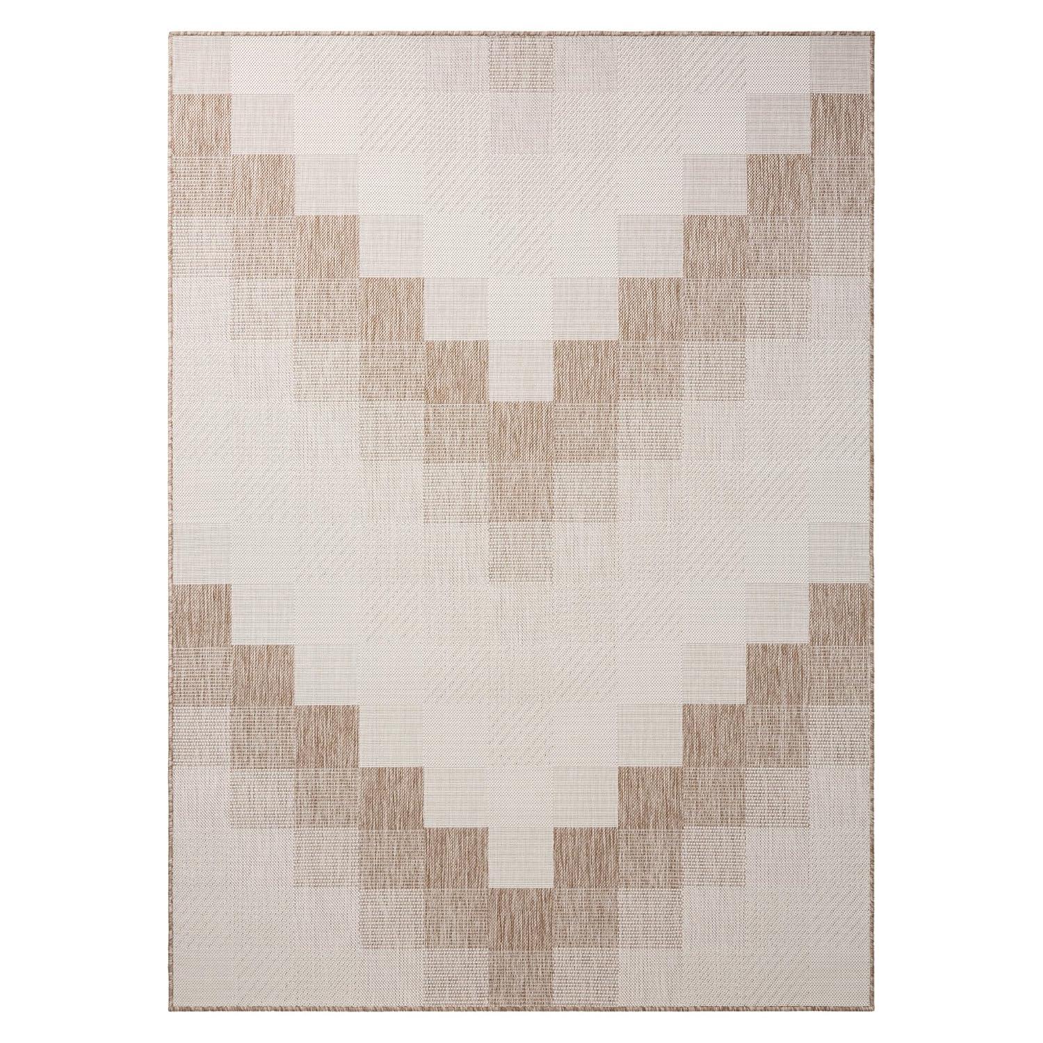 NICOLE MILLER NEW YORK Patio Country Ombre Chevron Outdoor Area Rug, Beige/Cream