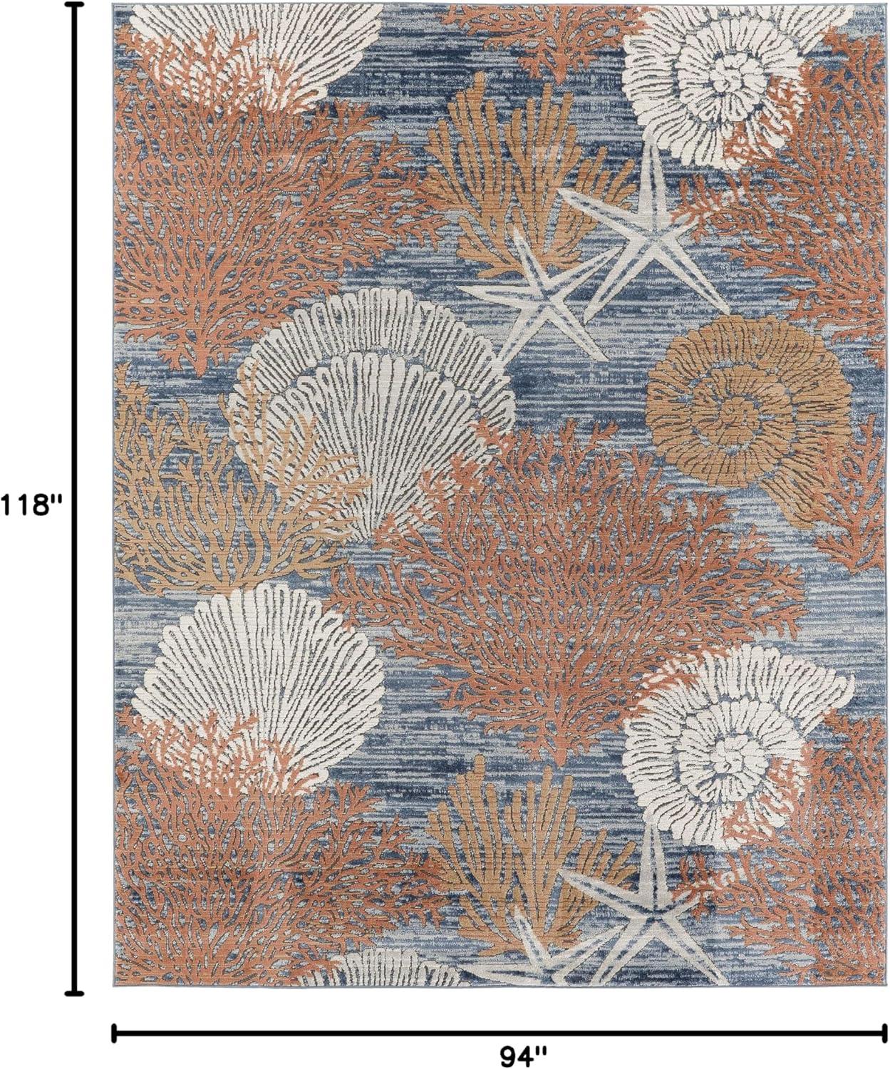 Nourison 7'10" x 9'10" Pompeii Nautical Indoor Area Rug Blue Multicolor