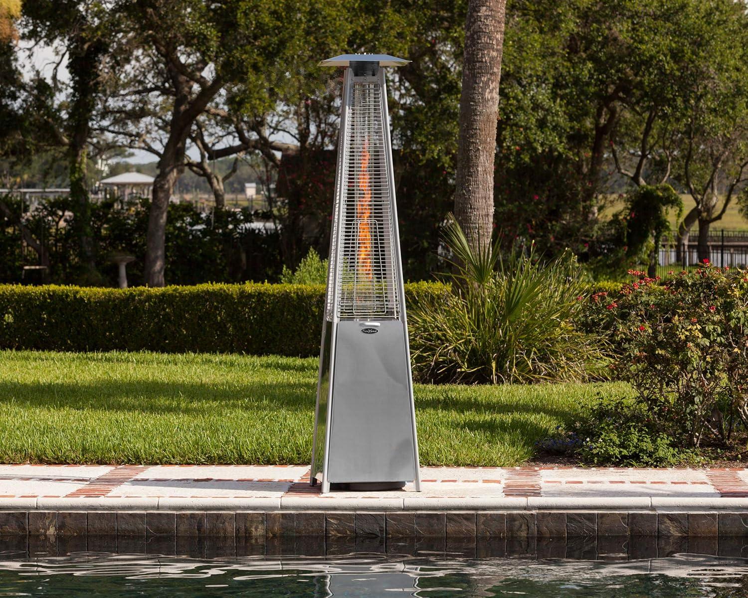 Stainless Steel Pyramid Flame Propane Patio Heater with Wheels