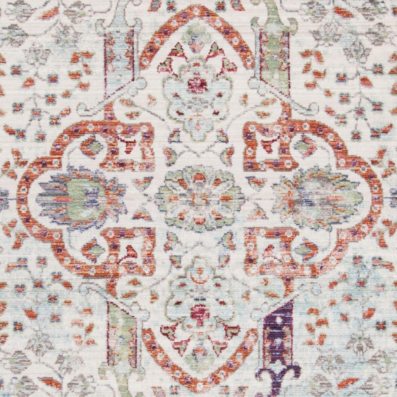 SAFAVIEH Valencia Joyce Bordered Oriental Polyester Area Rug, Blue/Multi, 2'3" x 4'