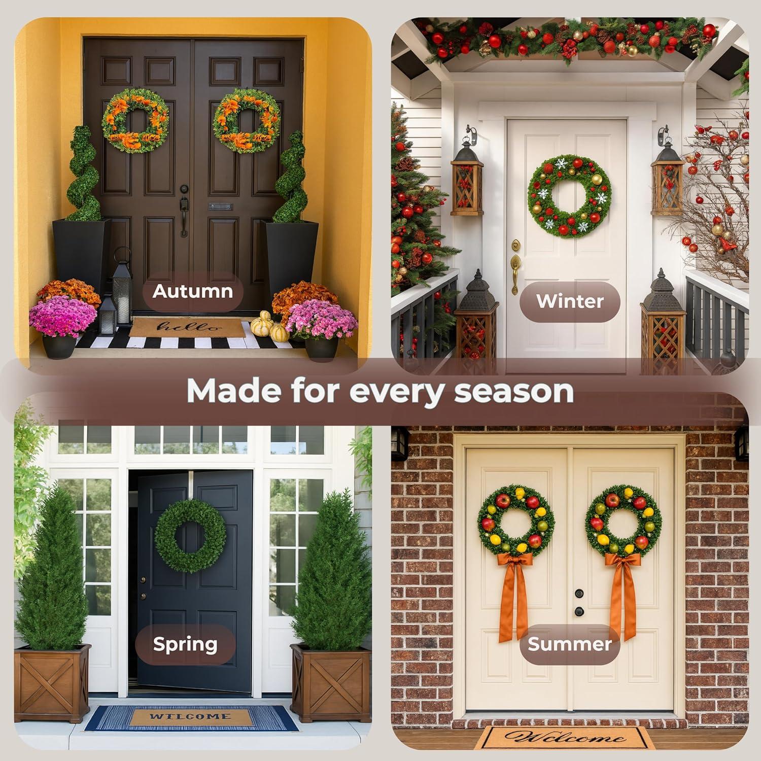 Pure Garden 19.5-Inch Outdoor/Indoor Artificial Boxwood Wreath, Green