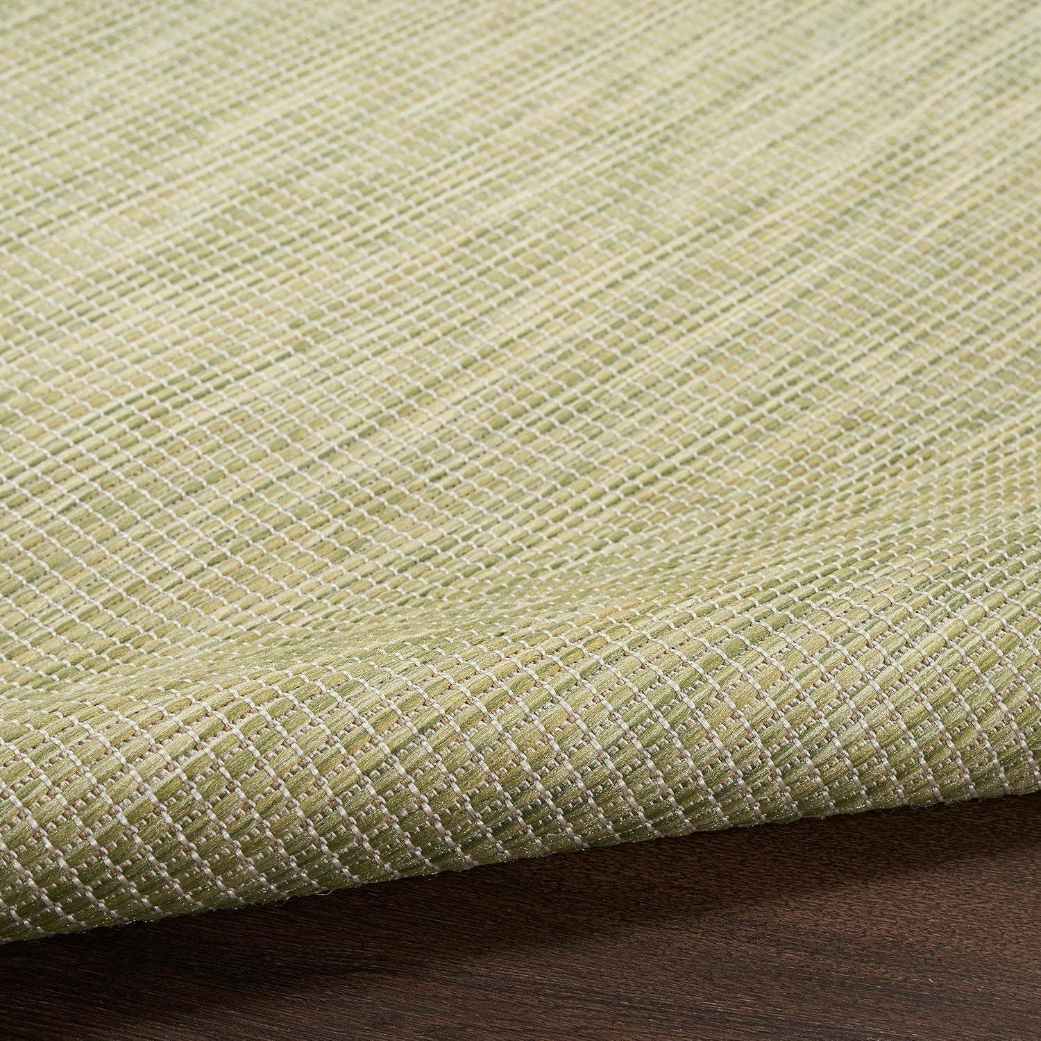 Nourison Positano Solid Flatweave Low Pile Indoor Outdoor Area Rug Green 7' x 10'