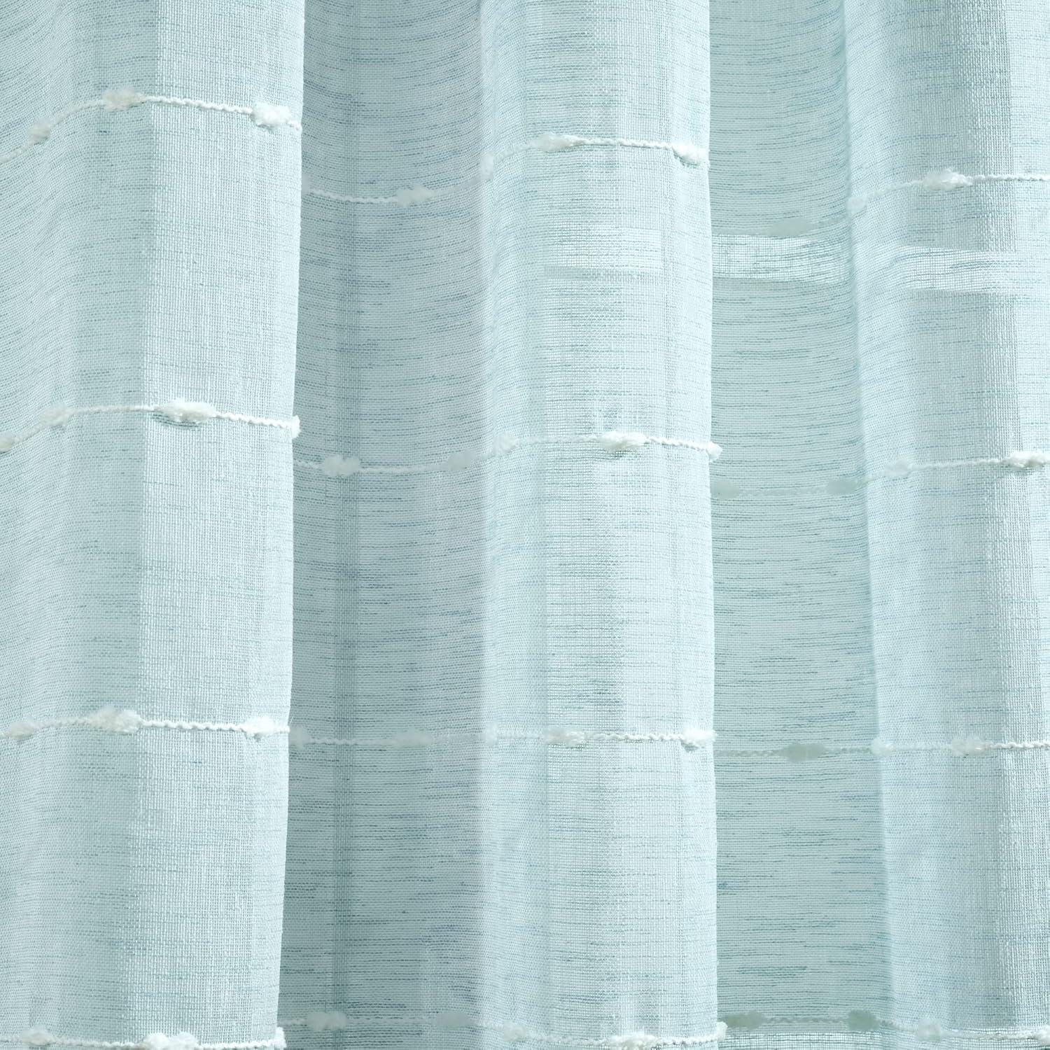 Farmhouse Textured Polyester Sheer Curtain Pair (Set of 2)