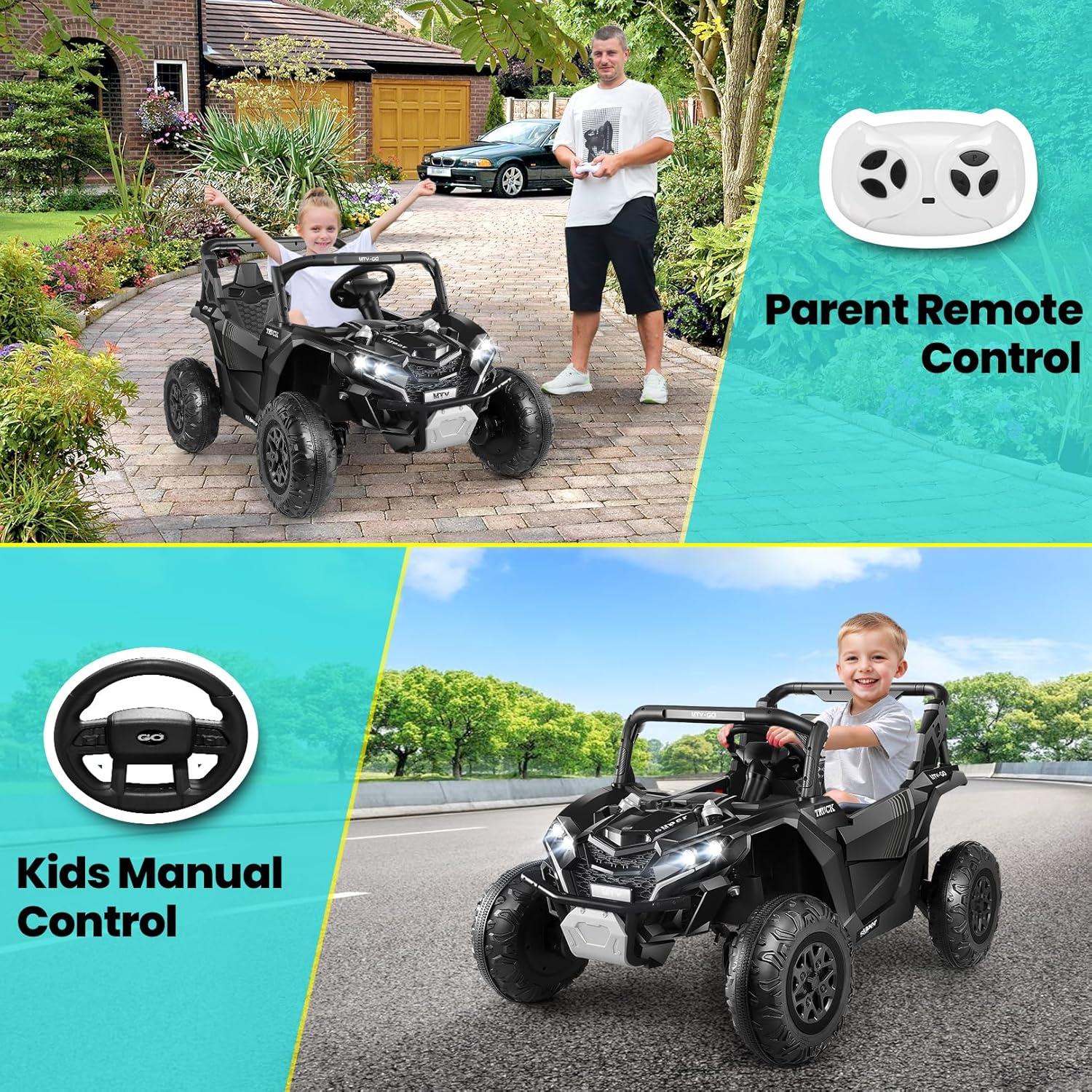 SUSIELADY 24V 2 Plazas Ride-On UTV para Niños, Coche Eléctrico con Control Remoto, Suspensión en las 4 Ruedas, Música, Almacenamiento, Camión de Juguetes Al Aire Libre para Niños Niñas a Partir de 3 Años, Rosa