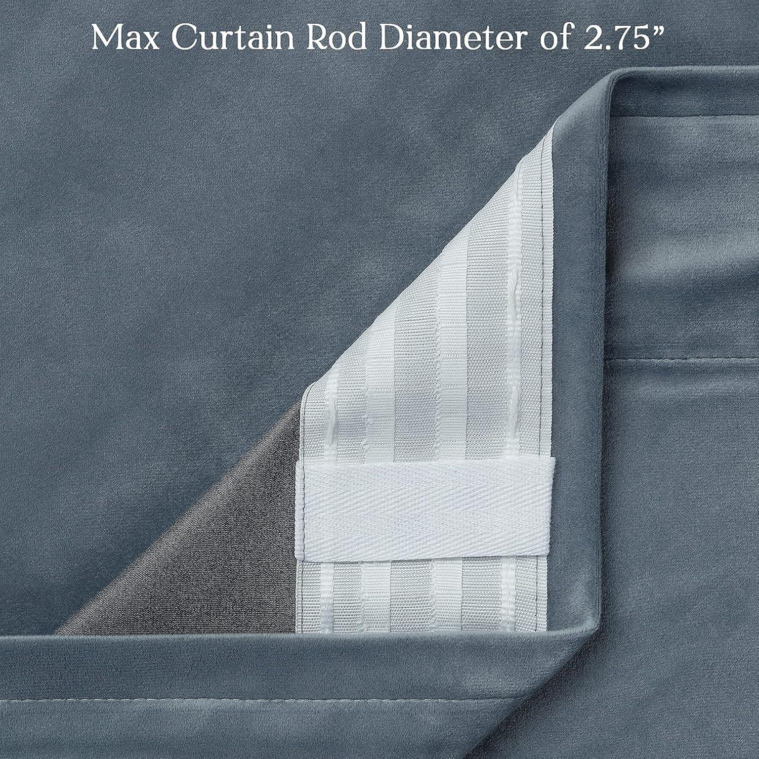 Chanasya 2pk Solid Velvet Room Darkening Blackout Privacy Window Curtain Panels - Set of 2 - 52 x 96 Inches Long - Slate Blue