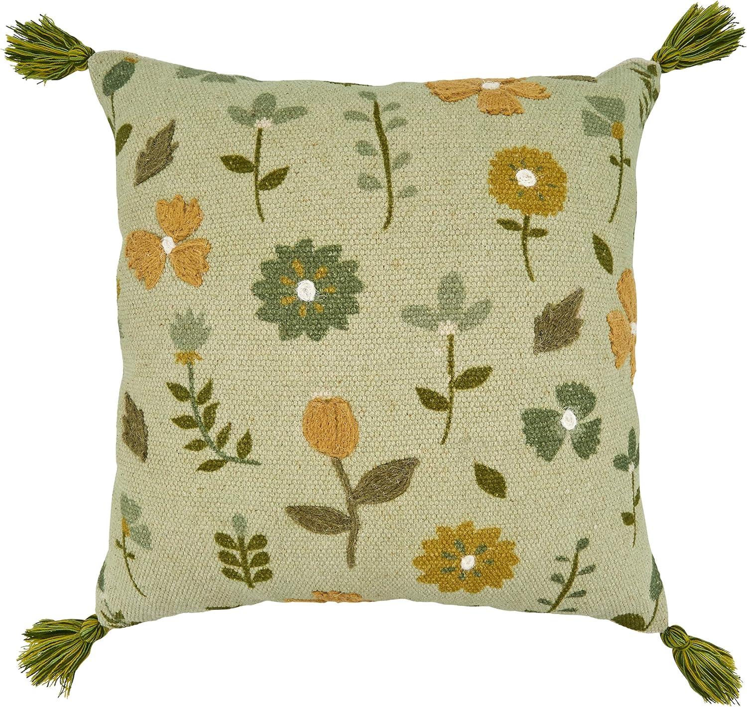 Saro Lifestyle Saro Lifestyle Floral Design Embroidered Pillow Cover