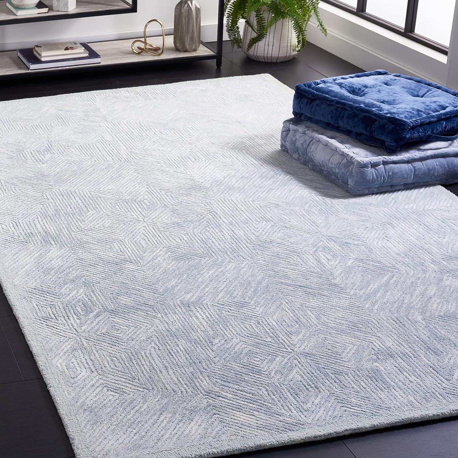 Soho SOH127 Hand Tufted Indoor Area Rug - Blue/Grey - 8'x10' - Safavieh