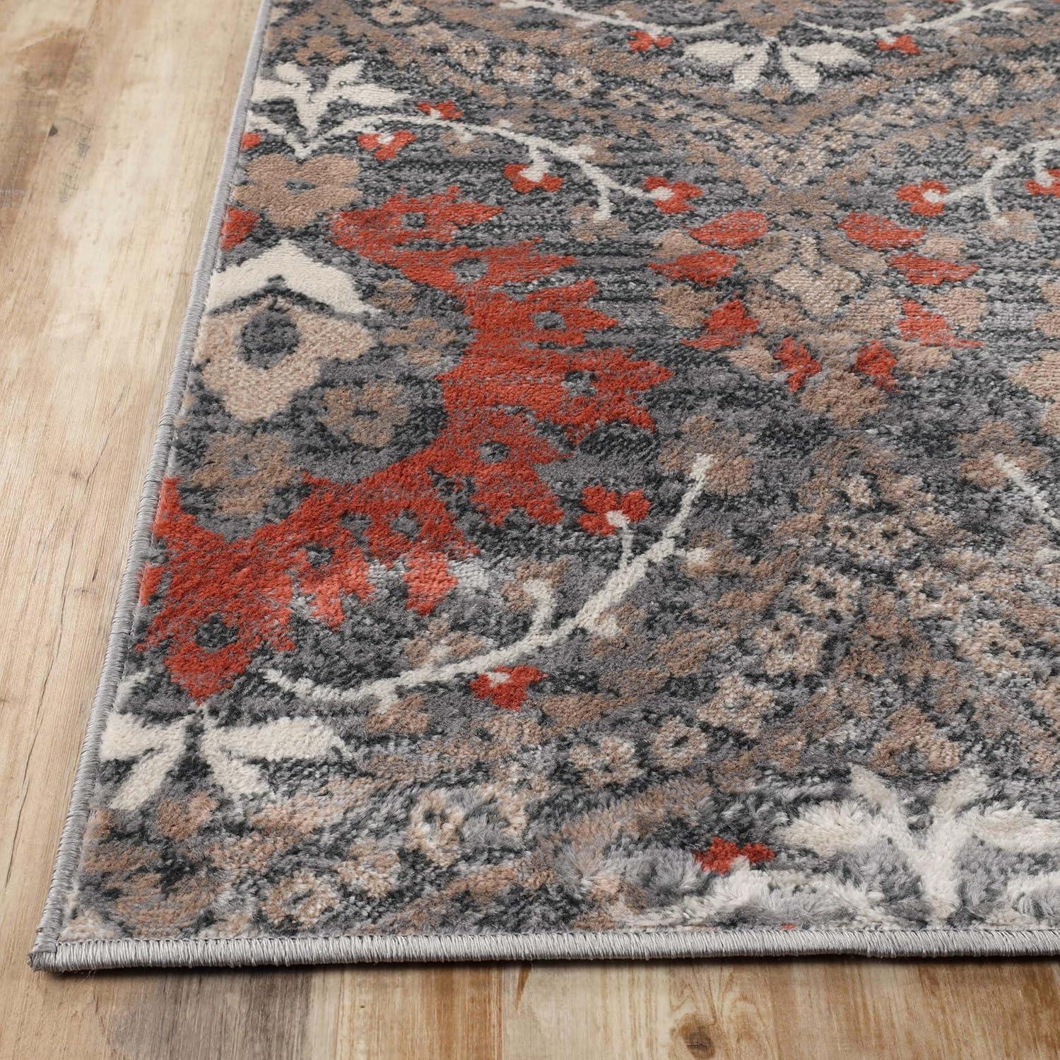 Superior Augusta Oriental 5' x 8' Area Rug, Indoor Rugs For Living Room Bedroom, Rust