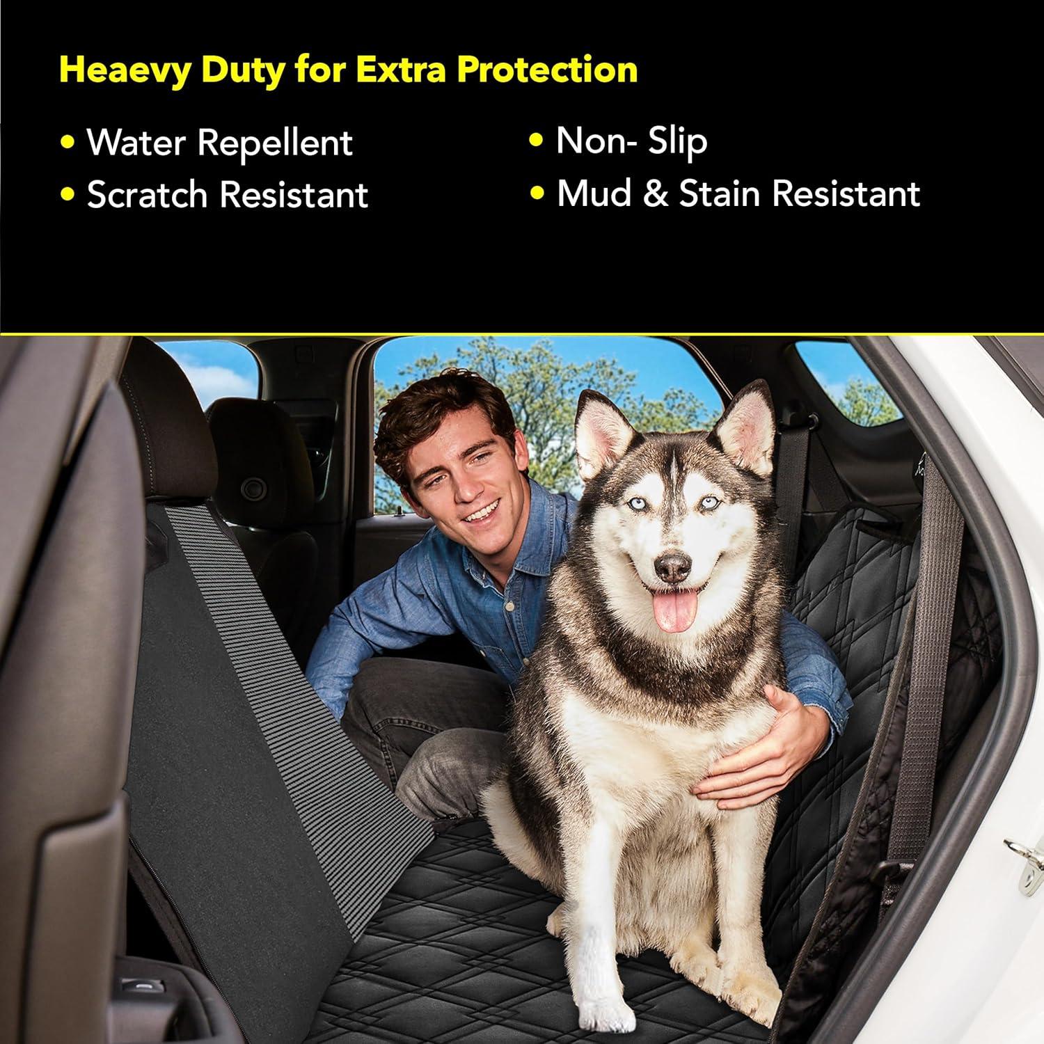 Meadowlark Dog Seat Covers Black Premium Unique Mesh Design & Entire Car Protection-Doors,Headrests & Backseat. Zippered Side Flap, Waterproof Pet Seat Cover + Seat Belt & 2 Headrest Protectors