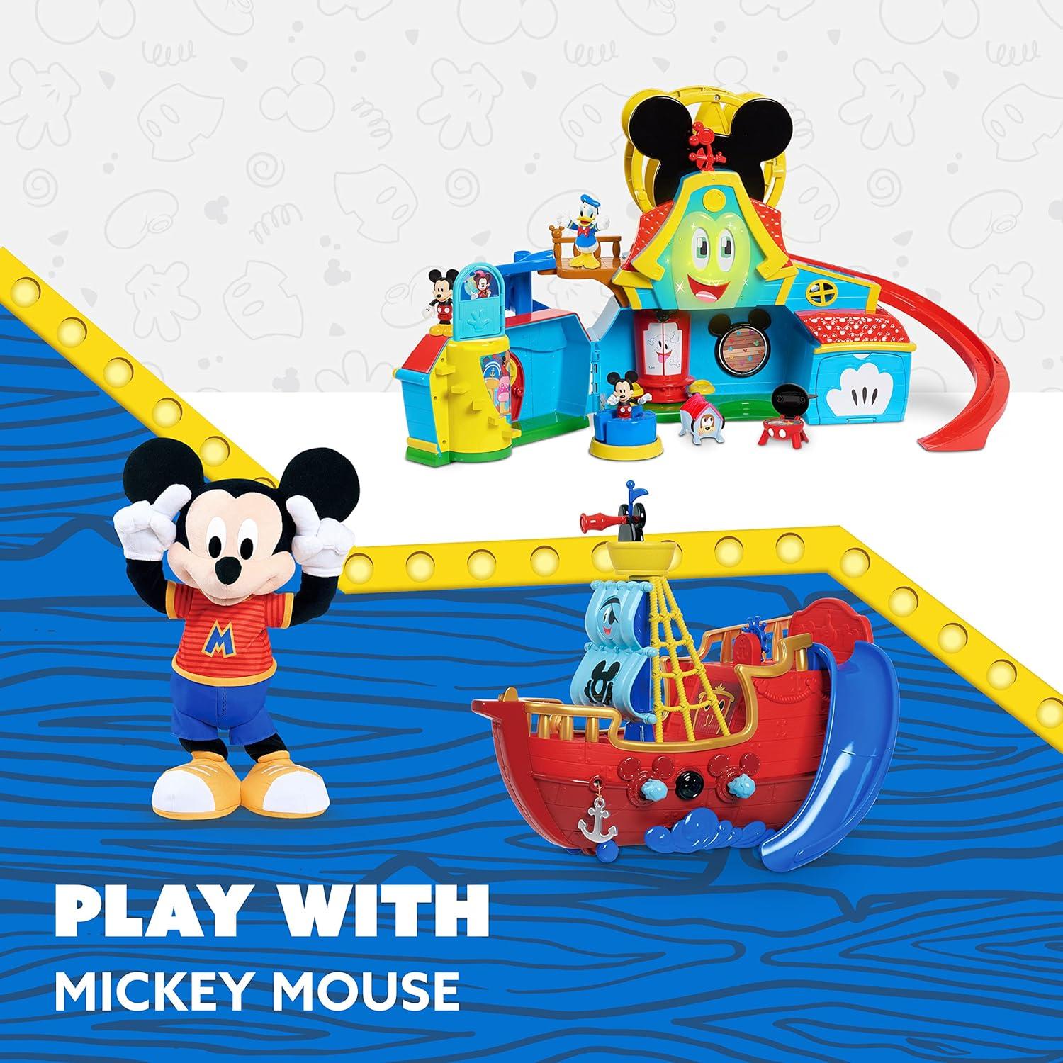 Disney Junior Mickey Mouse Funhouse Treasure Adventure Pirate Ship with Bonus Figures, 18-Piece Toy Figures and Playset, Kids Toys for Ages 3 Up,  Exclusive by Just Play