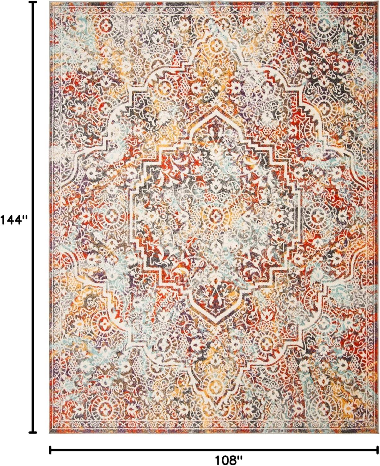 SAFAVIEH Madison Zachary Vintage Traditional Area Rug, Light Grey/Light Blue, 9' x 12'