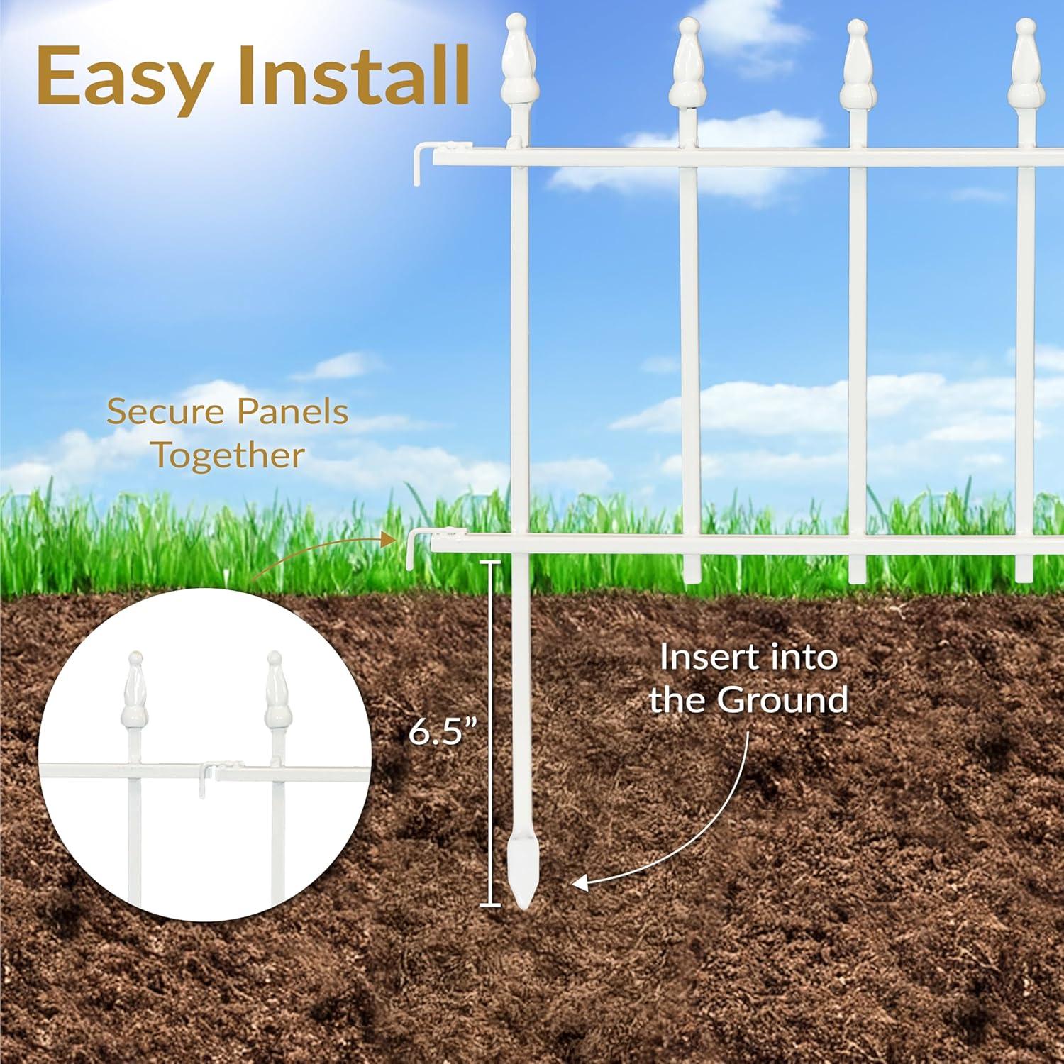 18" x 22" Iron Decorative Garden Fence Panels (Set of 5)