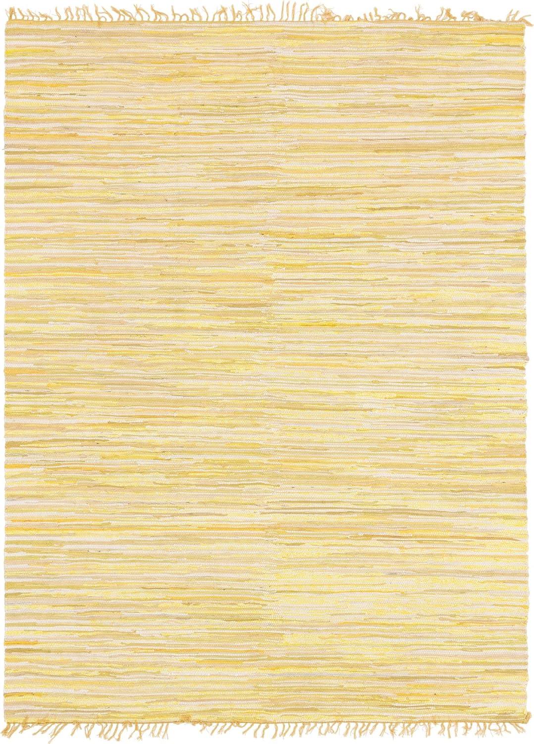 Rugs.com Chindi Cotton Collection Rug – 9' x 12' Yellow Flatweave Rug Perfect For Living Rooms, Large Dining Rooms, Open Floorplans