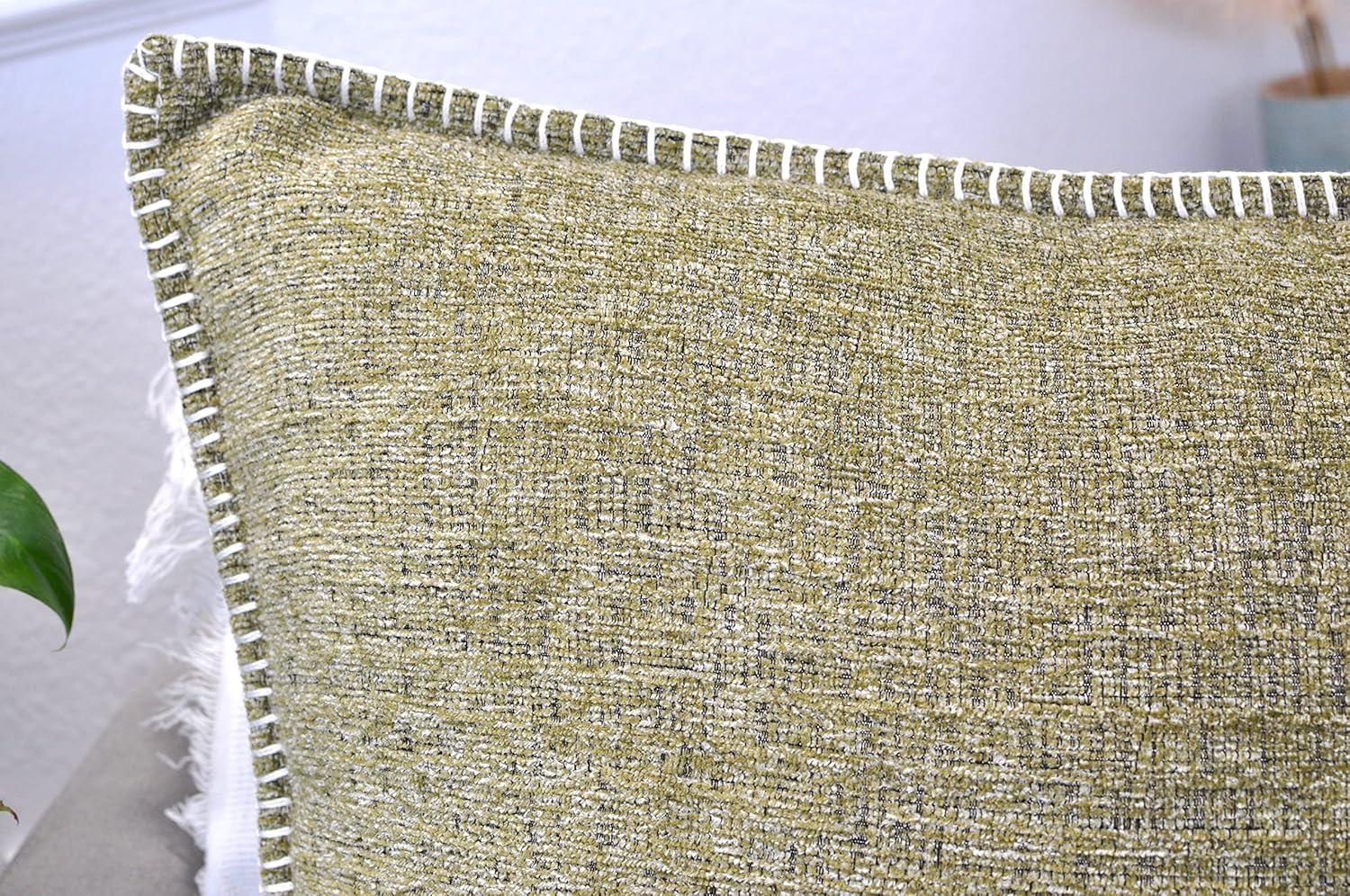 Oveesha Soft Chenille Throw Pillow Covers With Stitched Edge (Set of 2)