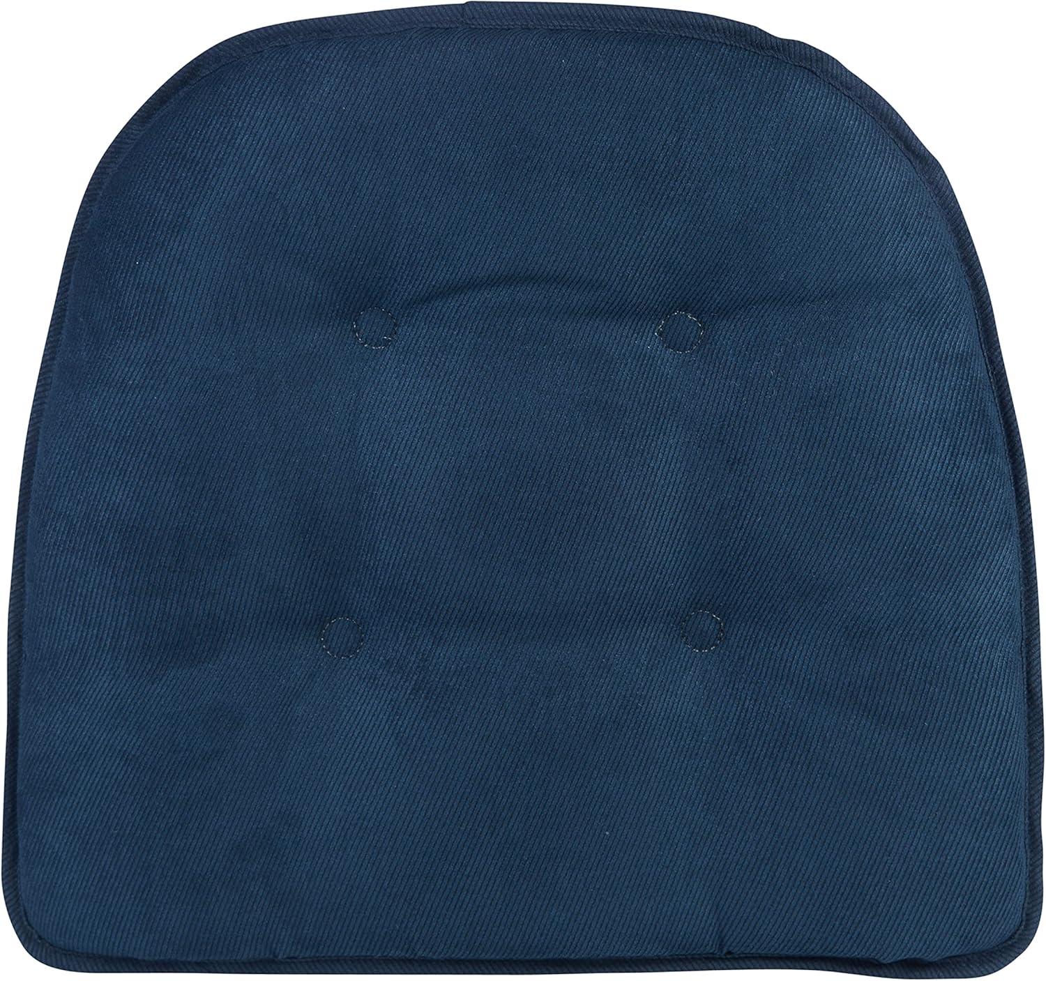 Non-Slip Tufted Chair Cushions for Dining Room, Kitchen and Office Use, U-Shaped Skid-Proof Seat Pad, 15x16 Inches, 4 Pack, Indigo Blue
