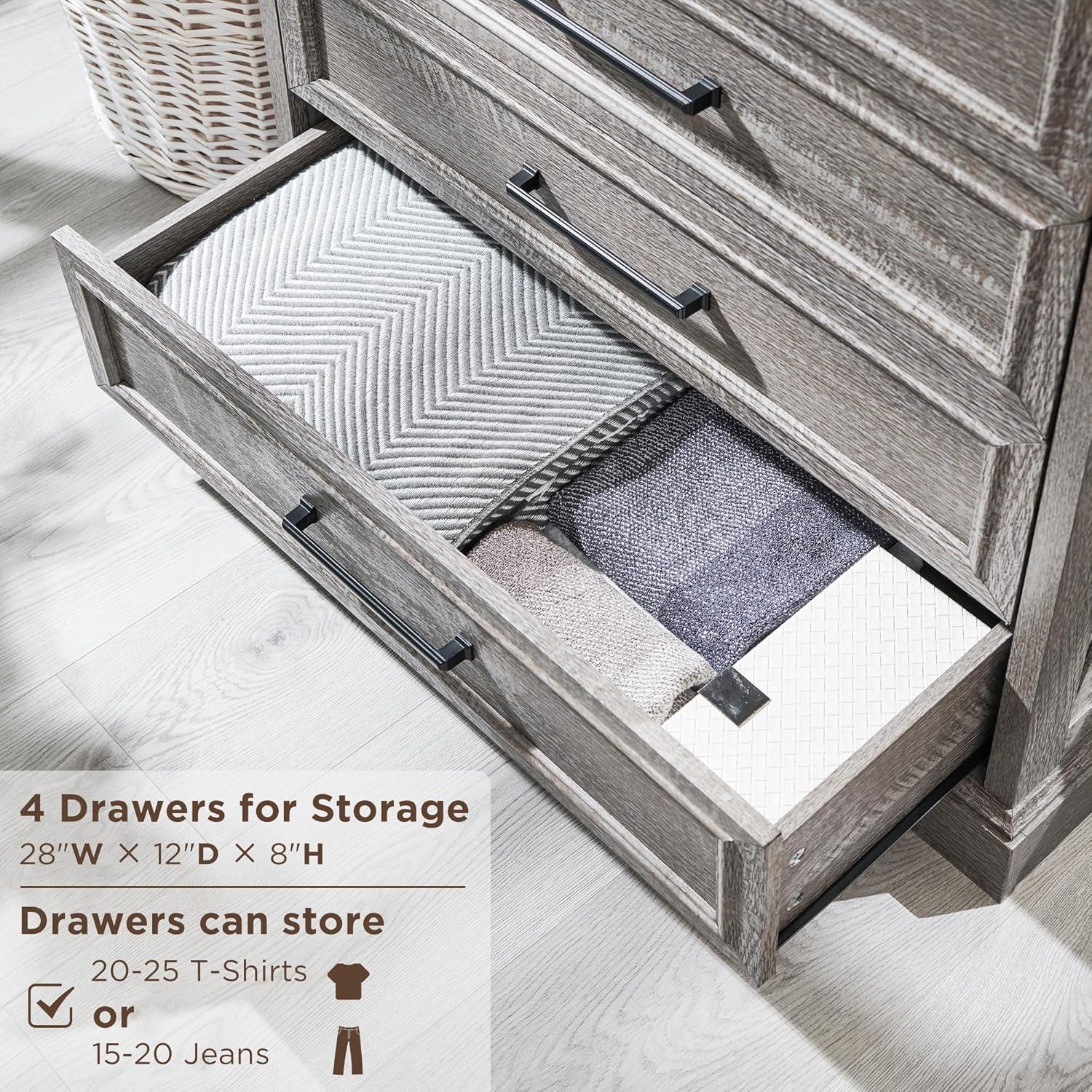6 Drawer Dresser, Farmhouse Chest of Drawers for Bedroom, 44" Tall Kids Dresser with Large Metal Handles, Wood Drawer Organizer for Living Room, Hallway, Closet - Grey