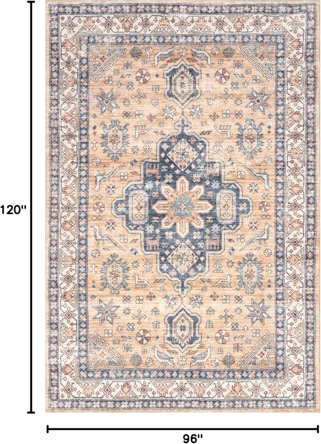 Nuloom Jordan Medallion 8x10 Machine Washable Indoor Area Rug for Living Room Bedroom Dining Room Kitchen, Sand/Grey