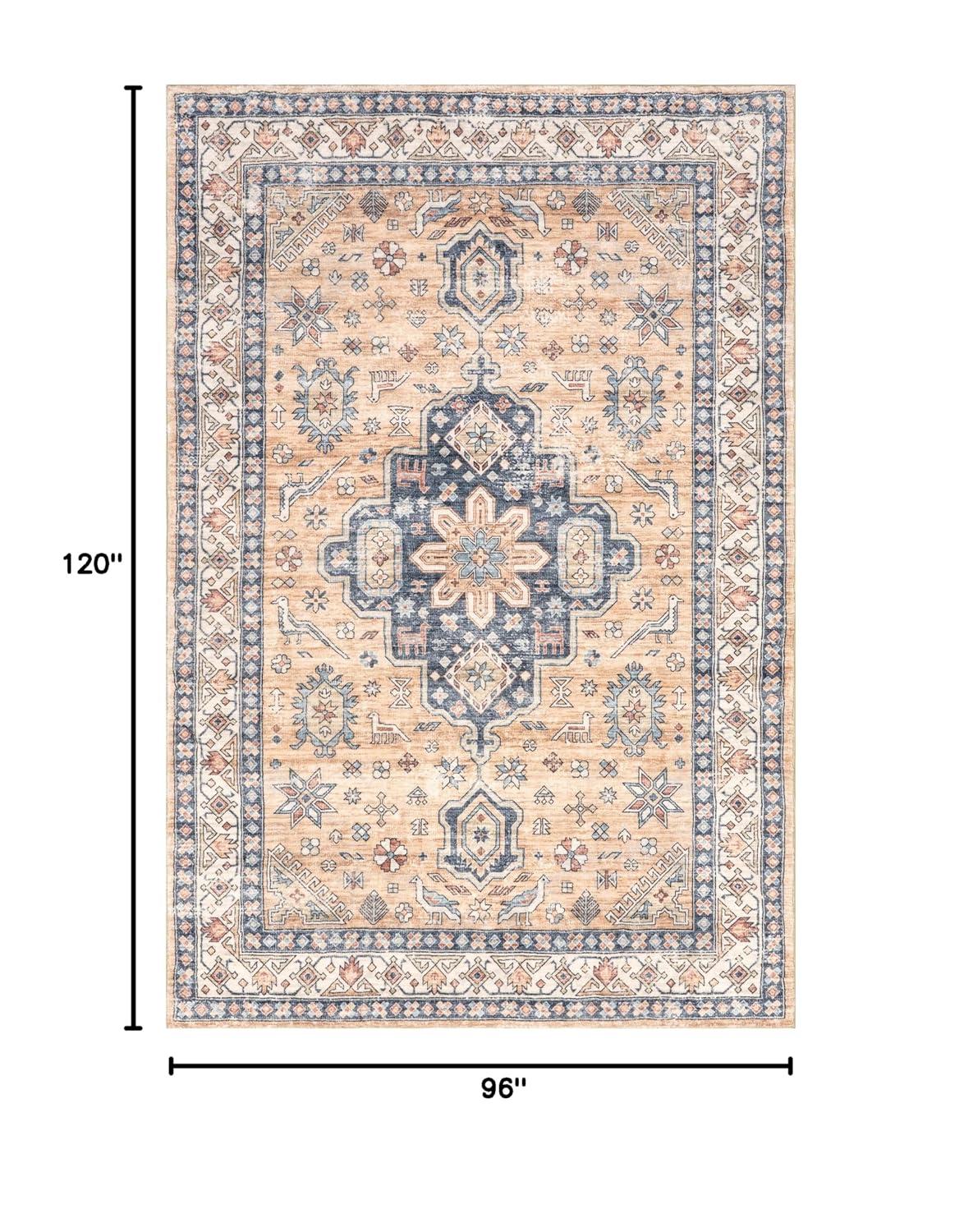 Nuloom Jordan Medallion 8x10 Machine Washable Indoor Area Rug for Living Room Bedroom Dining Room Kitchen, Sand/Grey