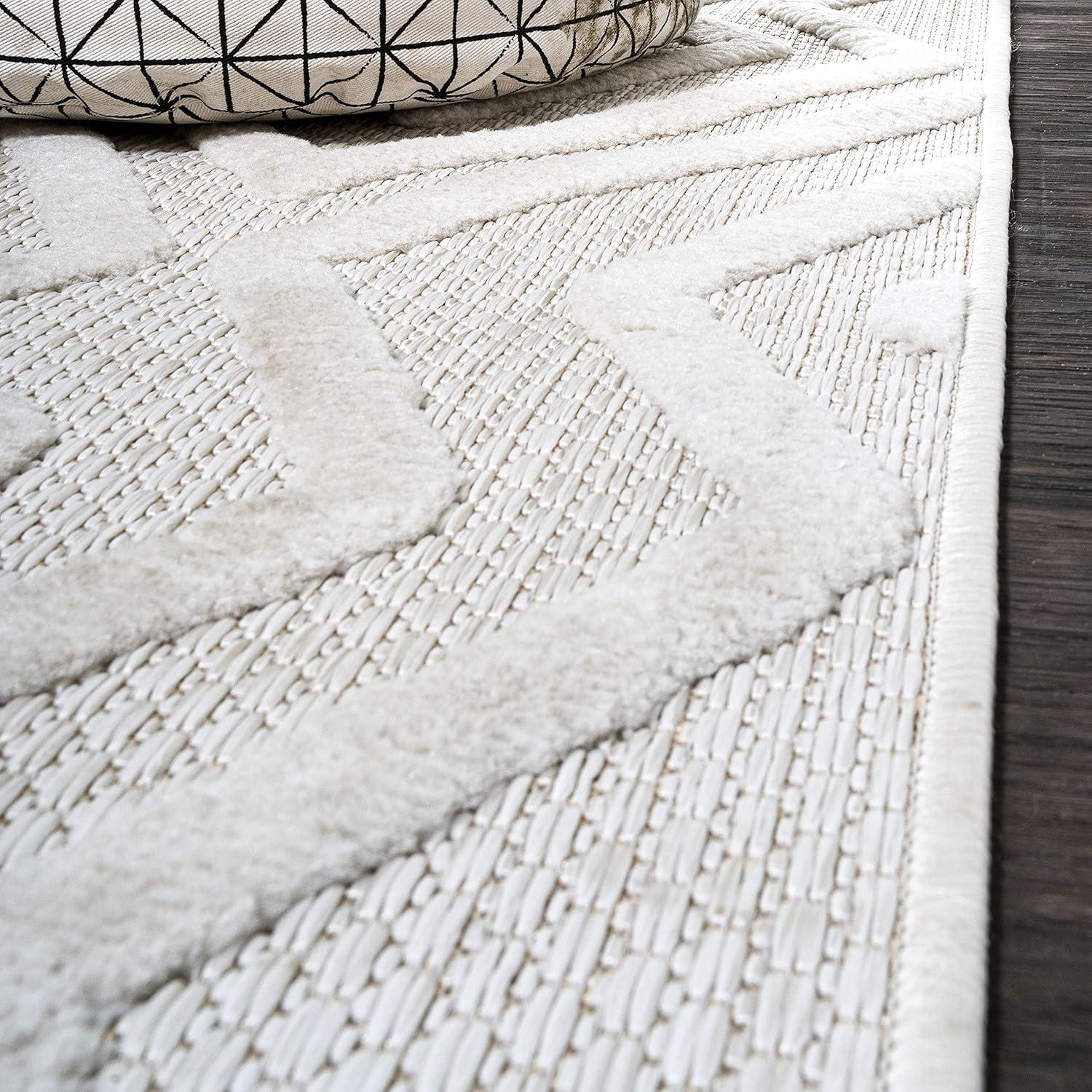 5' x 5' Balansat Moroccan Diamond Indoor/Outdoor Area Rug, Ivory - JONATHAN Y