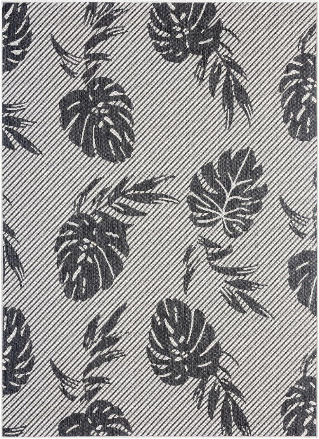 Tommy Bahama Palm Coastal Indoor/Outdoor Area Rug, Charcoal Gray