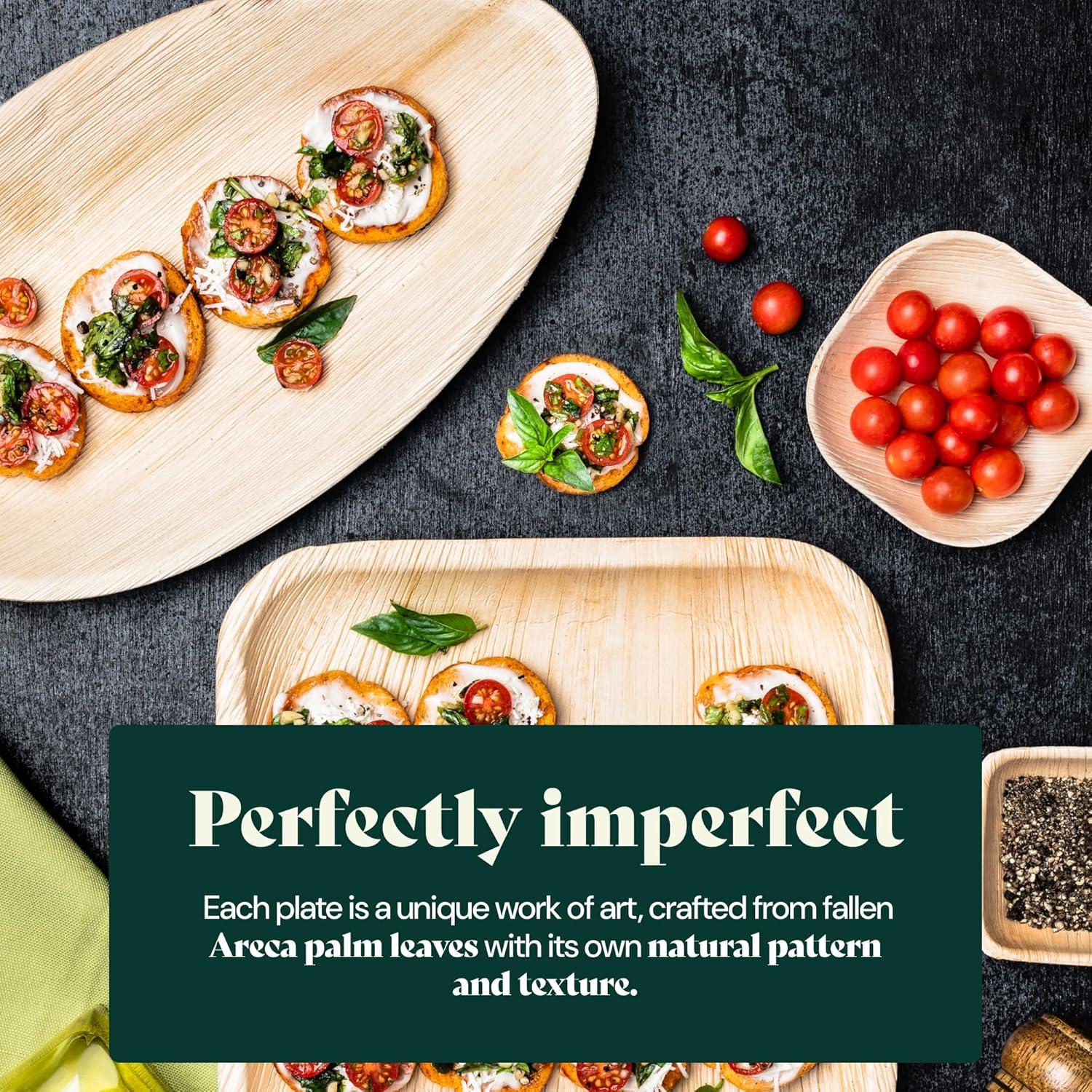 Chic Leaf Disposable Palm Leaf Trays, 17" x 12", 10 Pack, Compostable, Eco-Friendly Platters Charcuterie Board