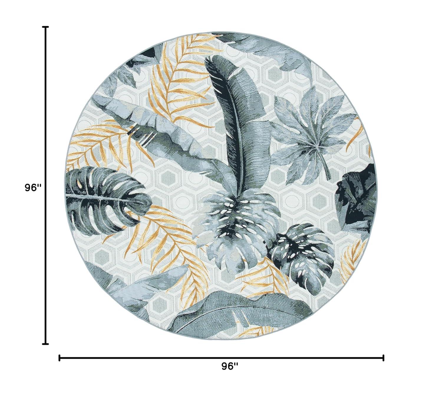 Barbados BAR524 Power Loomed Indoor/Outdoor Area Rug - Gray/Gold - 8' round - Safavieh.