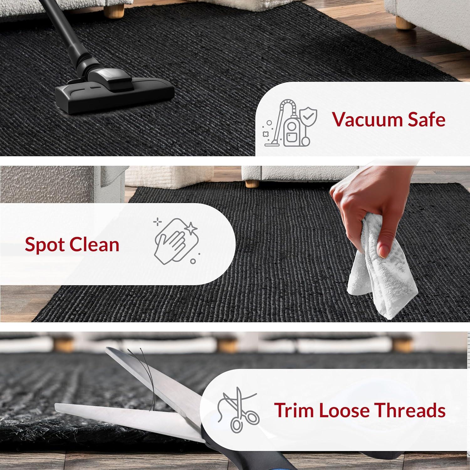 QUINCH Natural Fiber Jute Rug Hand Braided Farmhouse Rectangle Area Rug