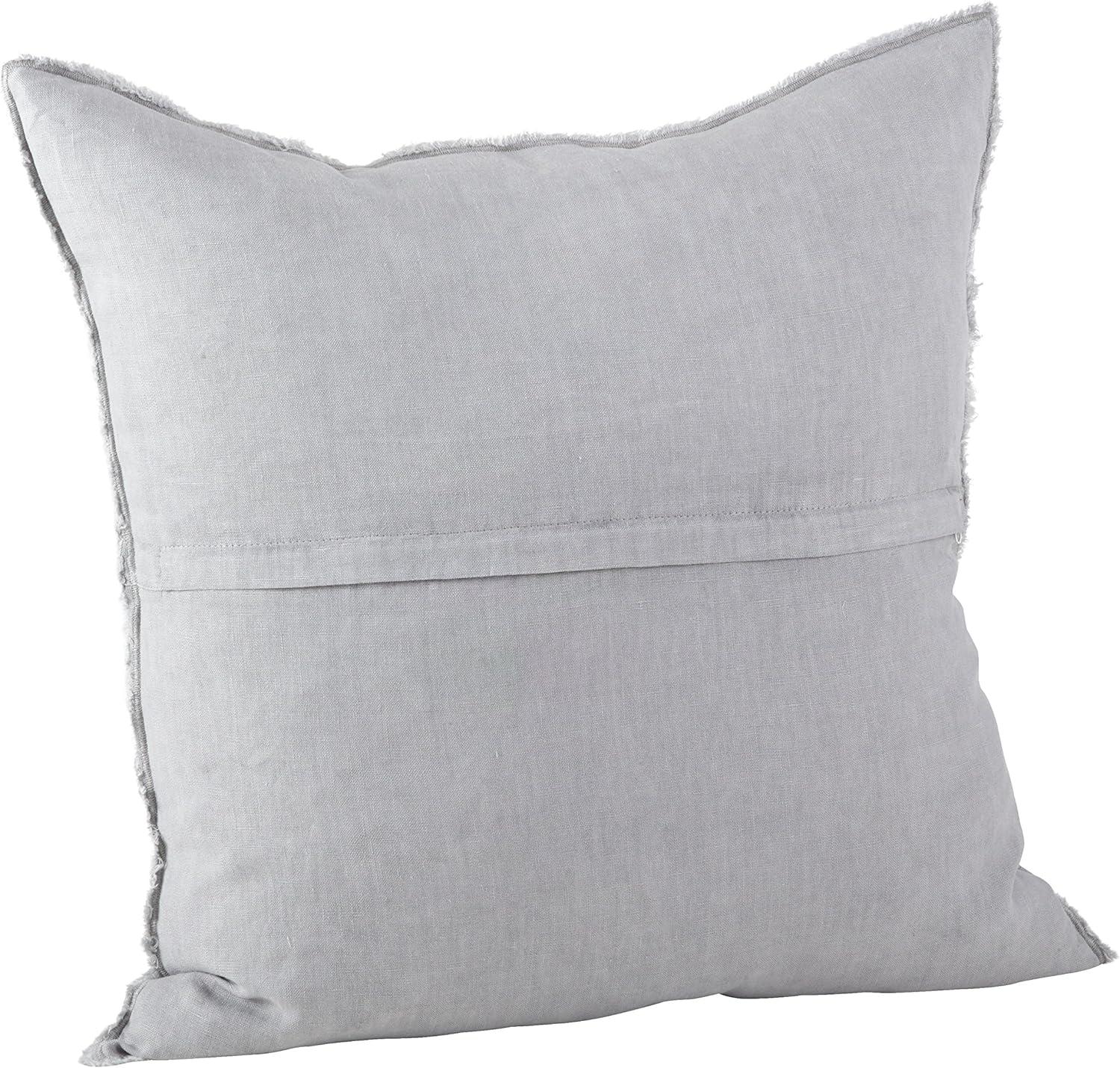 20"x20" Oversize Fringed Design Linen Square Throw Pillow - Saro Lifestyle