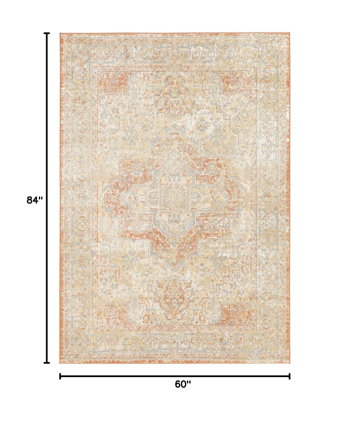 Nourison Essentials Persian Vintage Indoor Outdoor Area Rug Beige Rust 5' x 7'