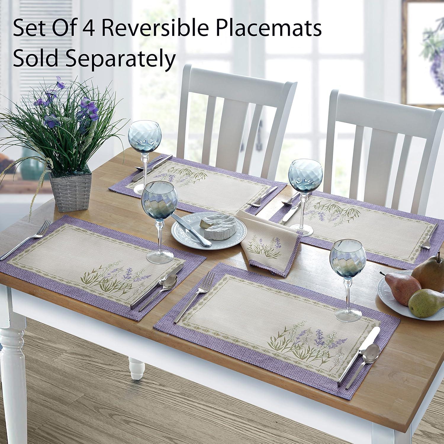 Home Bargains Plus Provence Square Tablecloth, 52 x 52 Inch, Blanchard Easter Field of Lilacs, Wrinkle and Stain Resistant Fabric Table Cloth