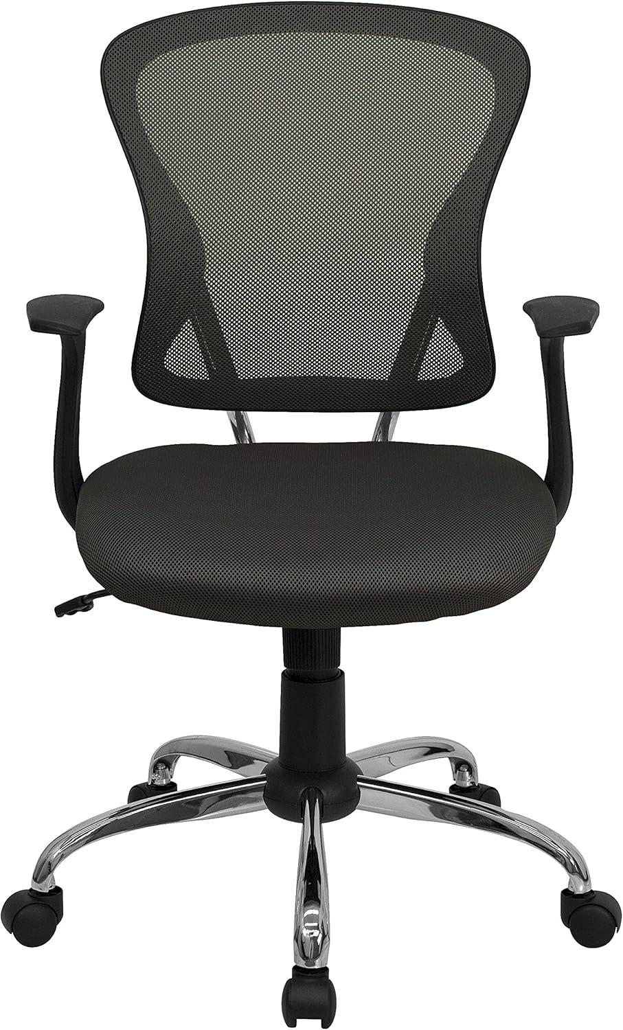 Modern Dark Gray Mesh Swivel Task Chair with Chrome Base